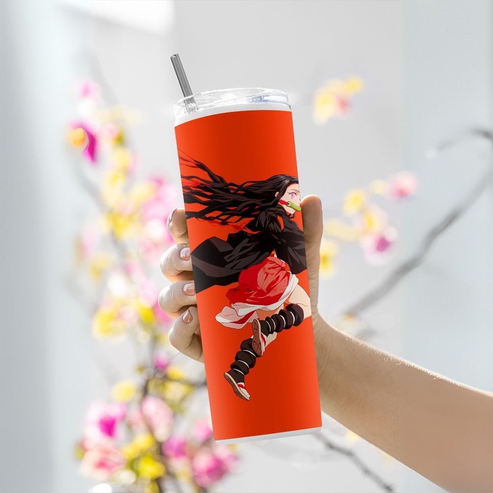 "Nezuko Kamado Orange" Tumbler with Metal Straw