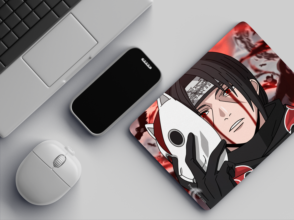"ITACHI UCHIHA - MASK REVEAL" Mousepad Enhance Your Workspace with Style