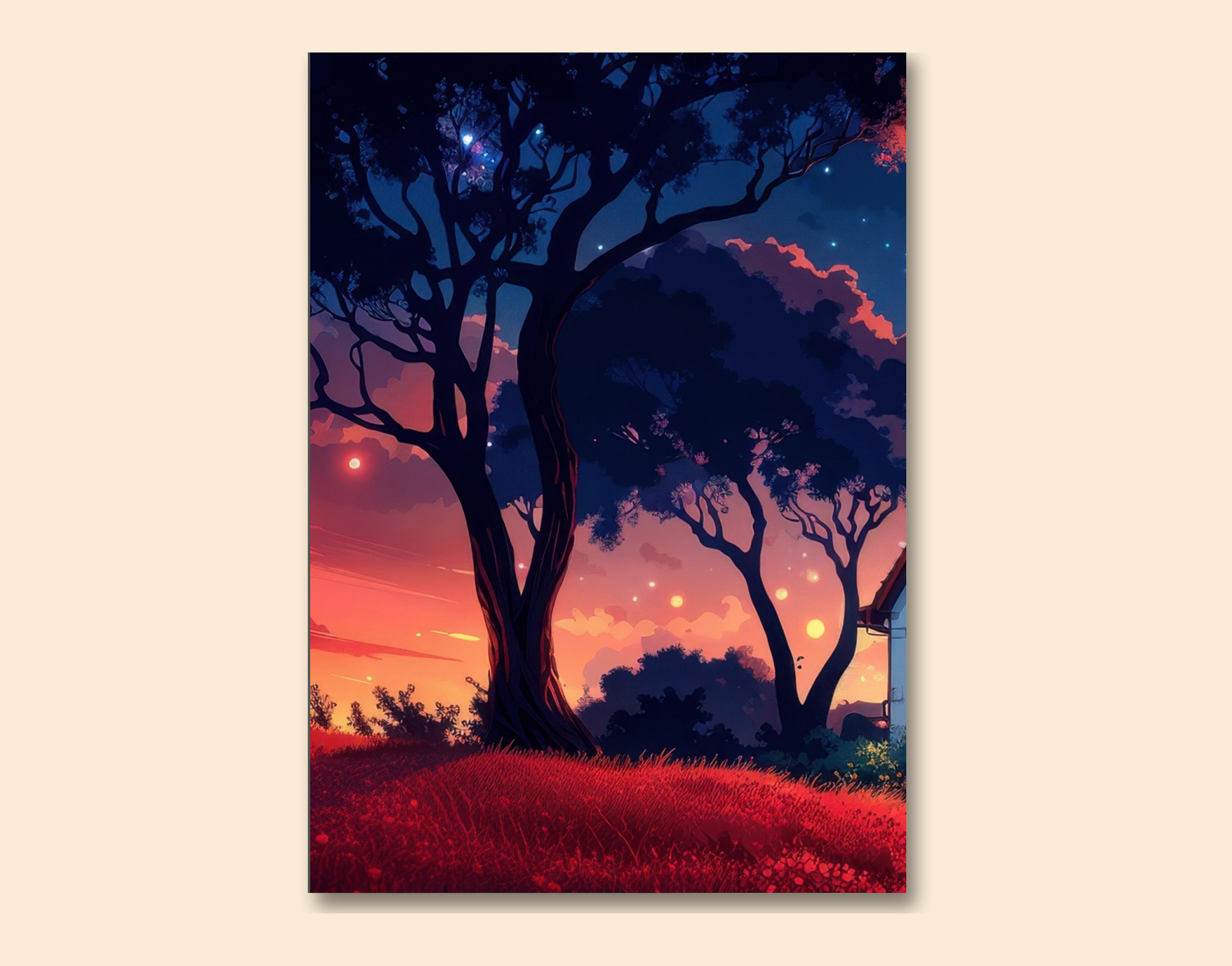 "NATURE WITH THE STARS"- Shiny & Sturdy Metallic Poster  Art That Pops & Sticks