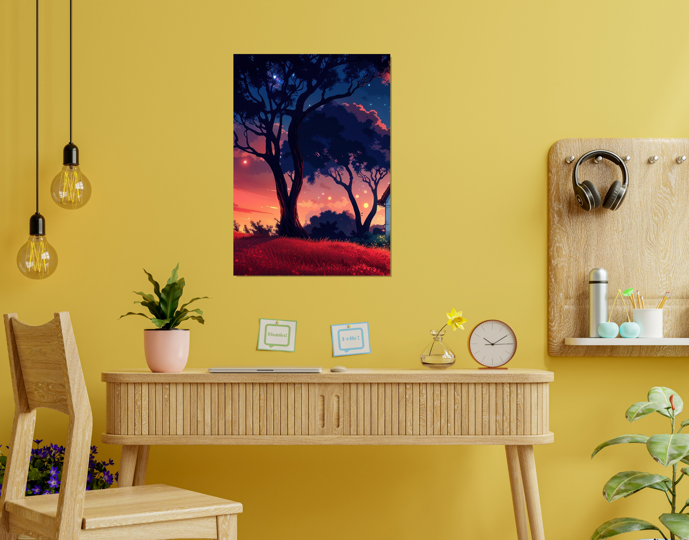 "NATURE WITH THE STARS"- Shiny & Sturdy Metallic Poster  Art That Pops & Sticks
