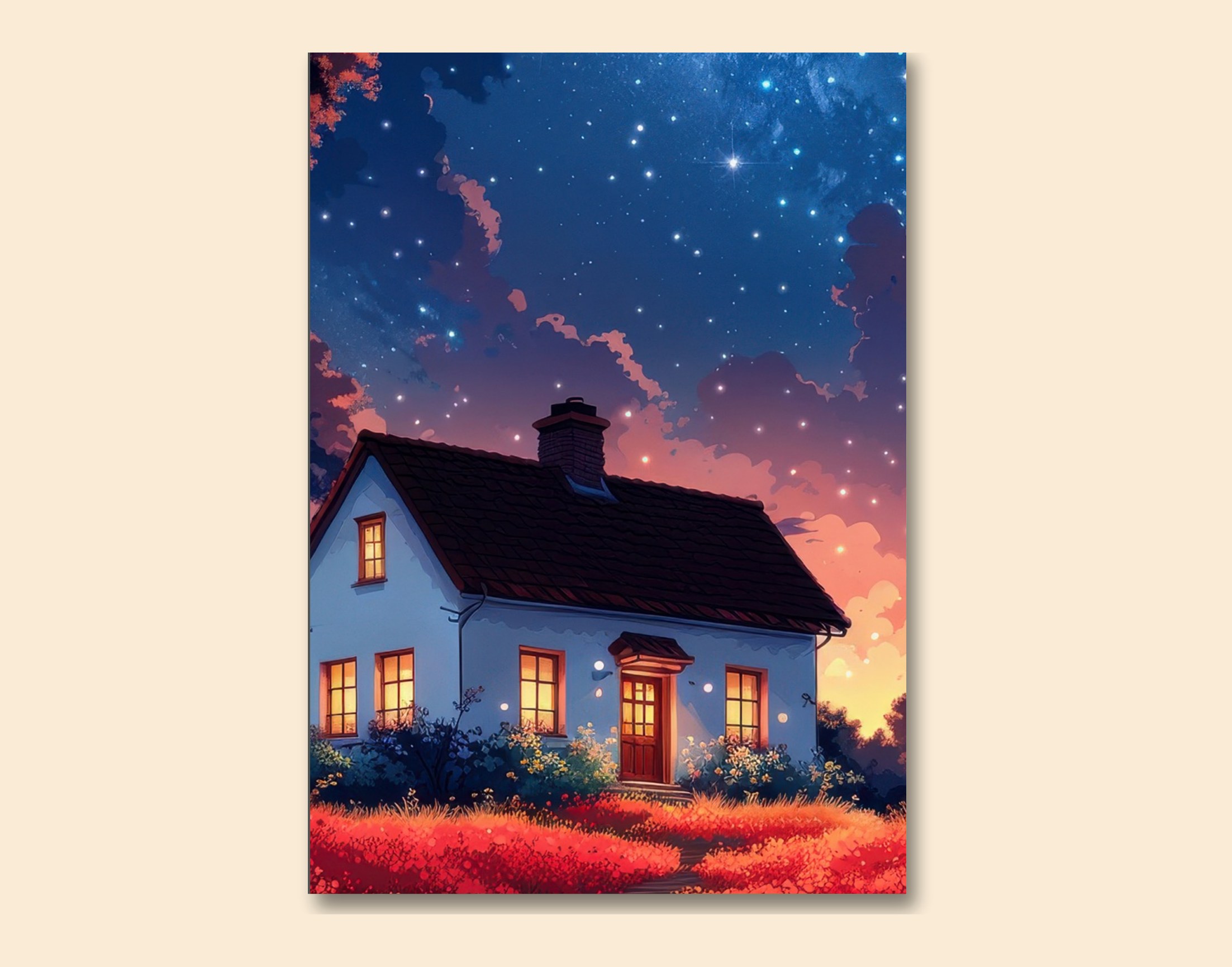 "HOME WITH THE STARS"- Shiny & Sturdy Metallic Poster  Art That Pops & Sticks