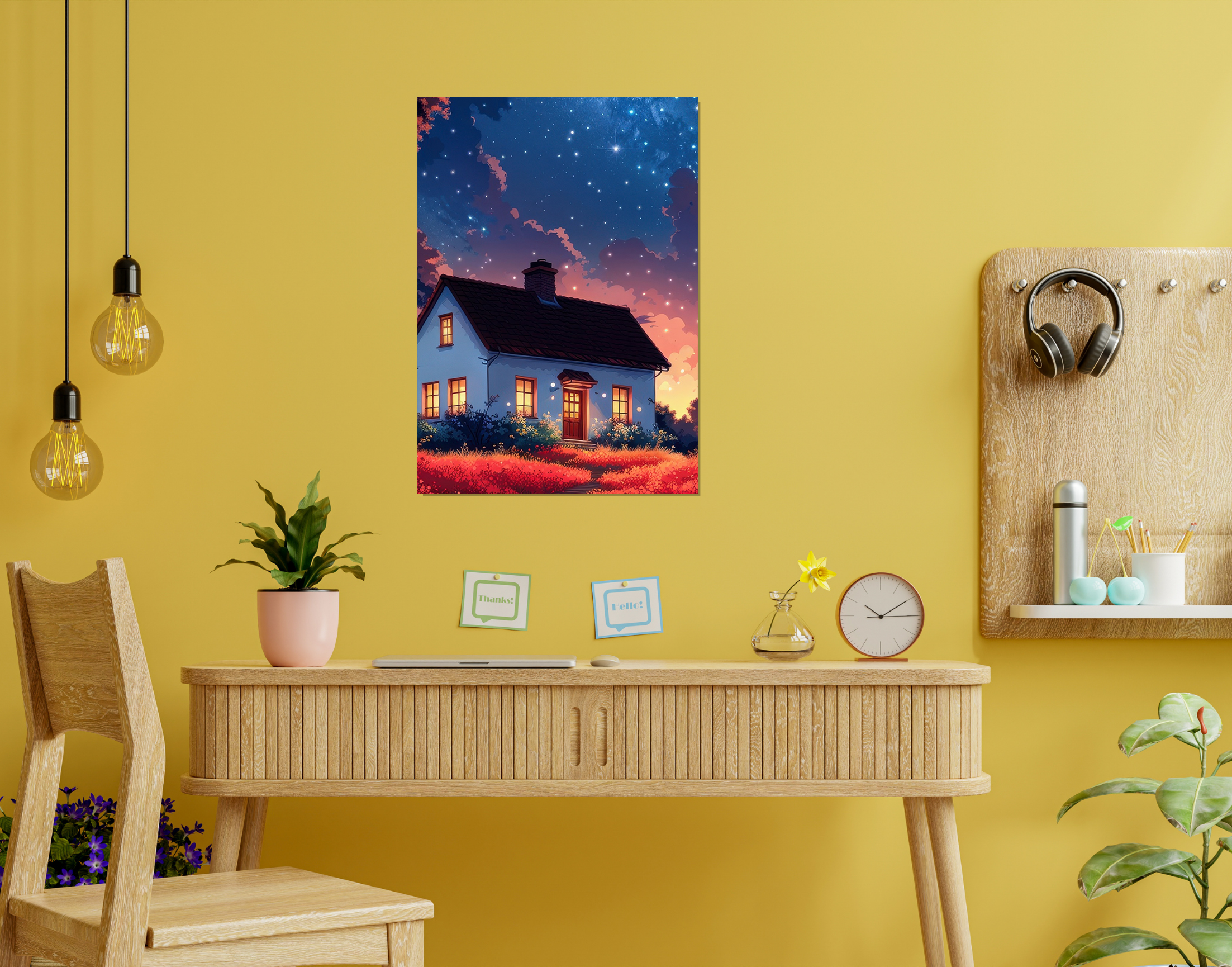 "HOME WITH THE STARS"- Shiny & Sturdy Metallic Poster  Art That Pops & Sticks