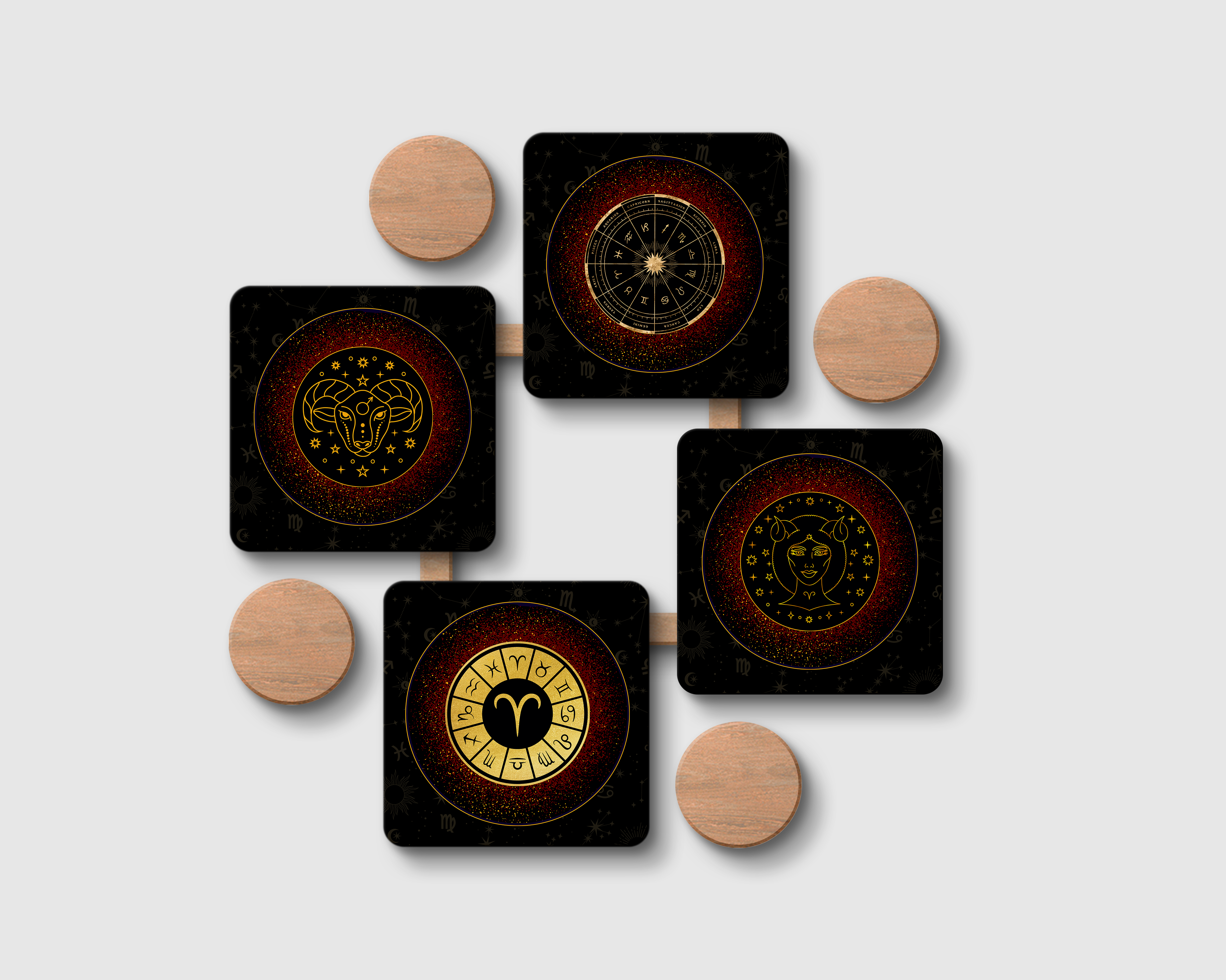 'ARIES-ZODIAC SIGN' Coaster Set of 4