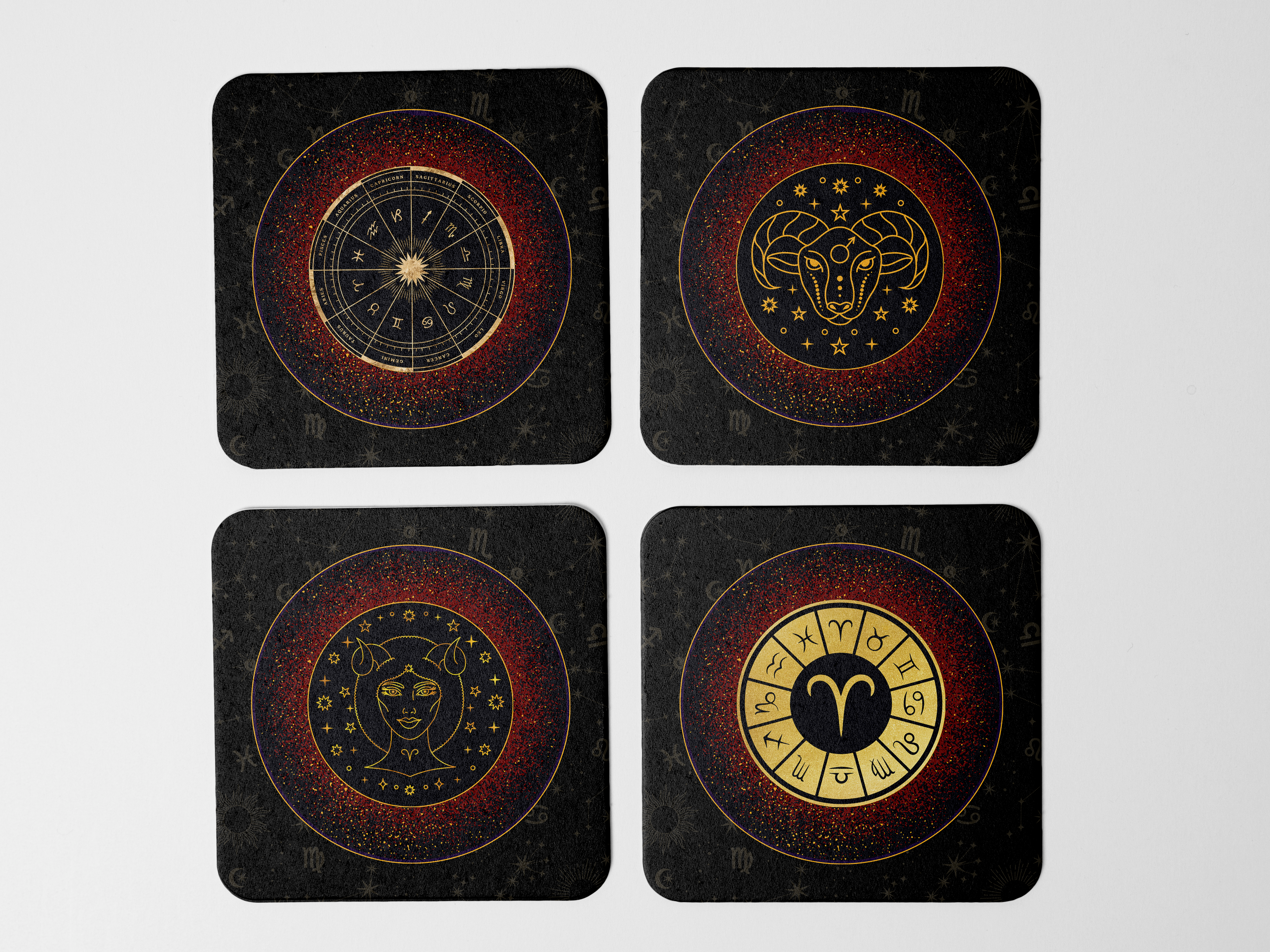 'ARIES-ZODIAC SIGN' Coaster Set of 4