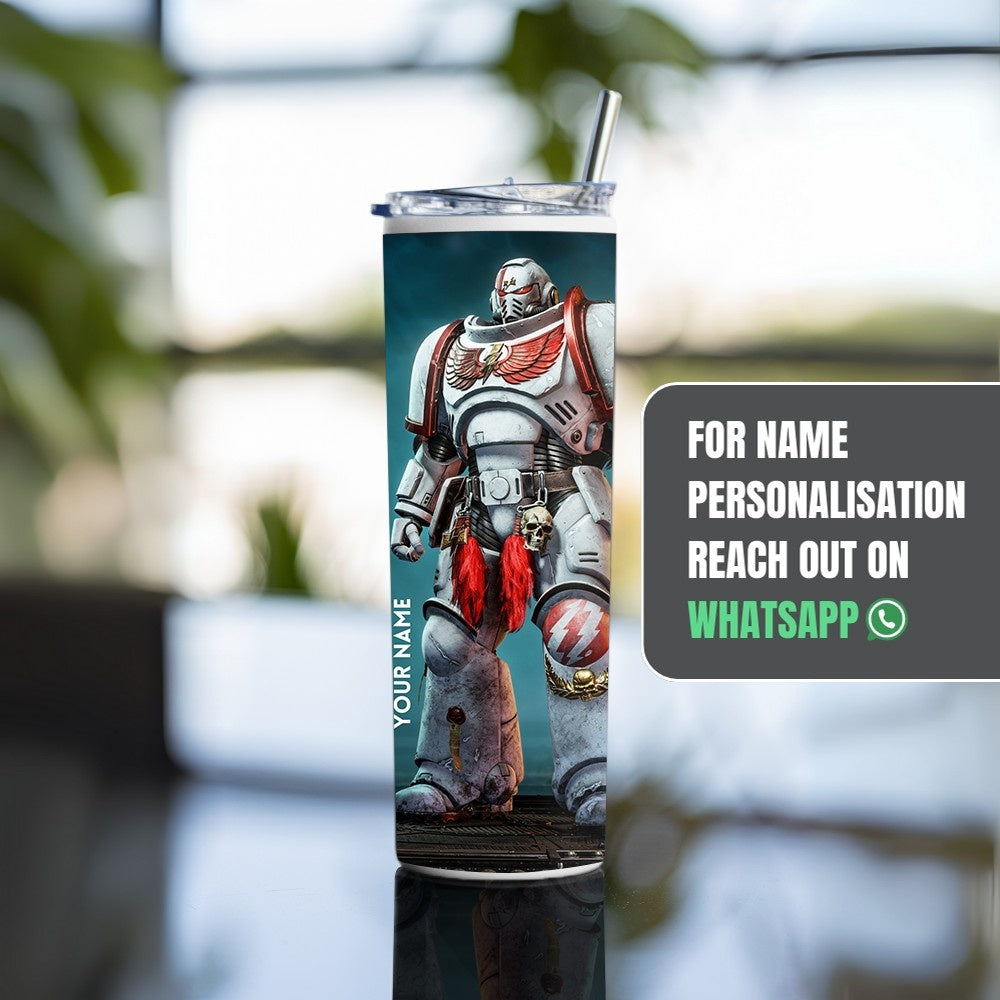 "Marine 2 - Warhammer White Scars" Tumbler with Metal Straw