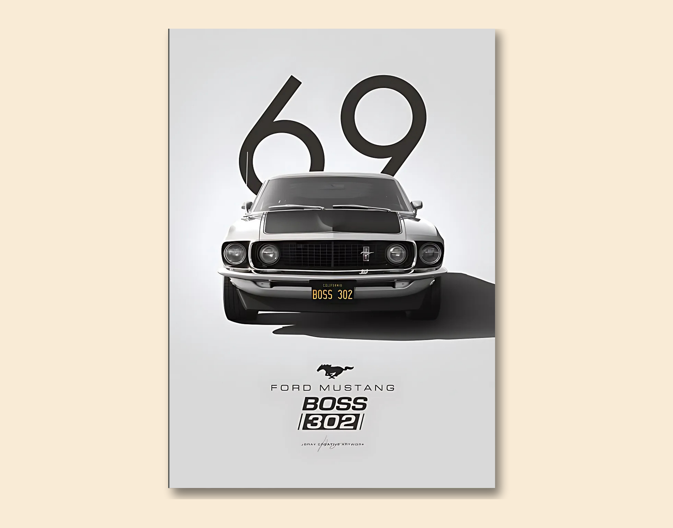 "FORD MUSTANG-BOSS 302"- Shiny & Sturdy Metallic Poster  Art That Pops & Sticks