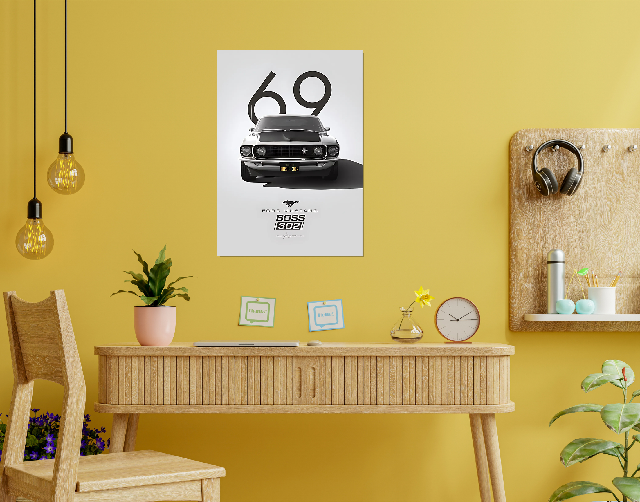 "FORD MUSTANG-BOSS 302"- Shiny & Sturdy Metallic Poster  Art That Pops & Sticks