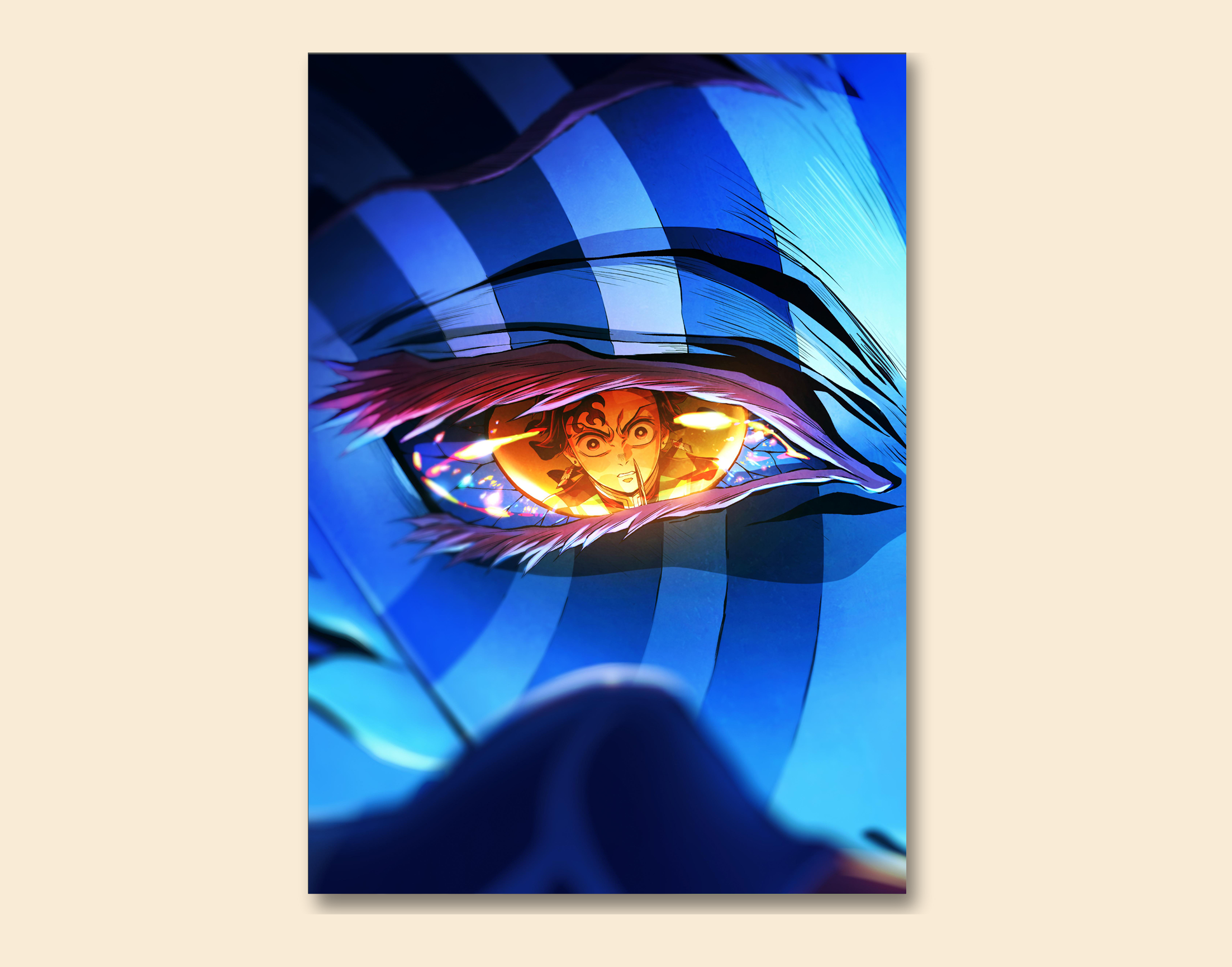 "TANJIRO KAMADO VS AKAZA- ANIME EDITION"- Shiny & Sturdy Metallic Poster  Art That Pops & Sticks