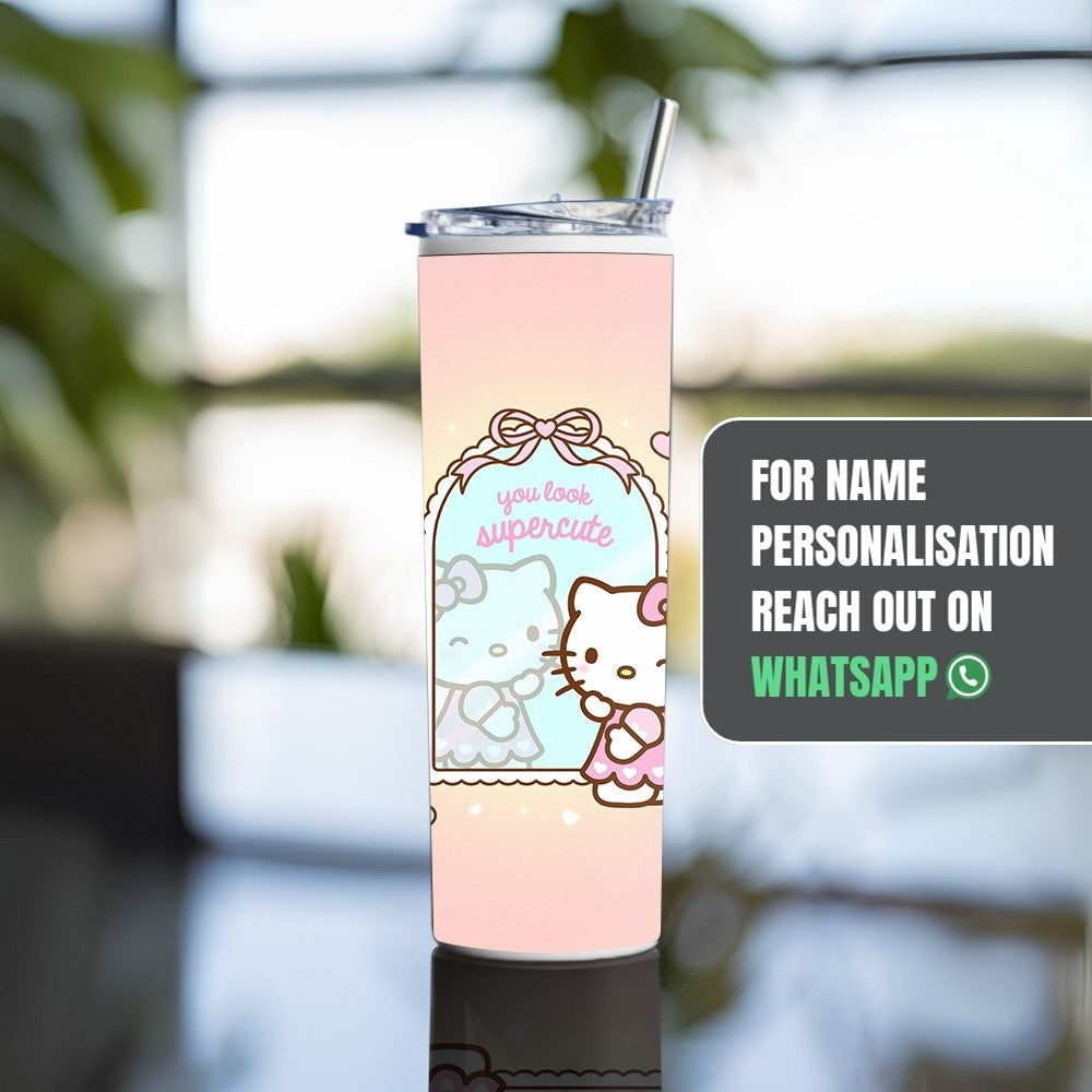 "Hello Kitty: Mirror View" Tumbler with Metal Straw