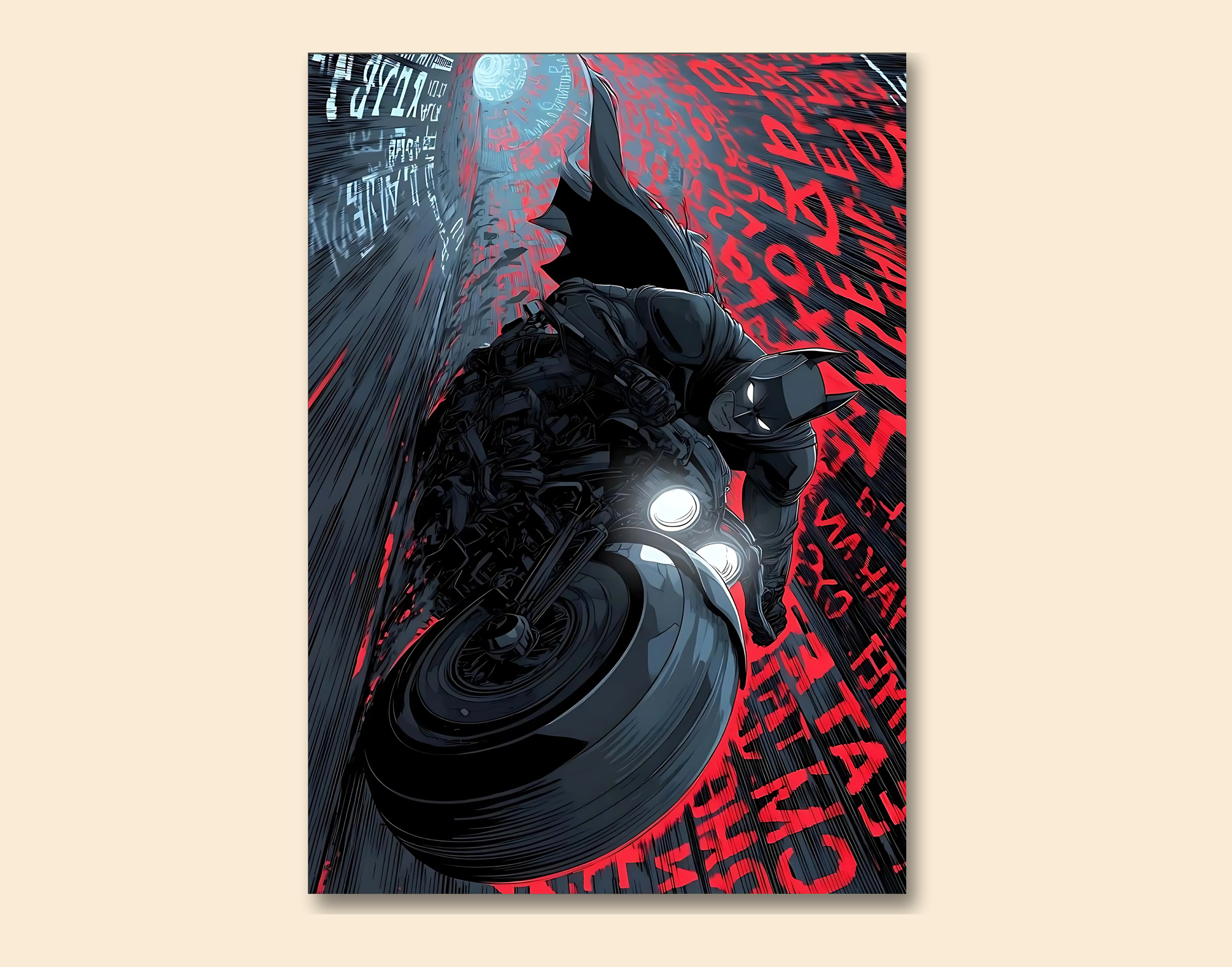"BATMAN'S  BATPOD"- Shiny & Sturdy Metallic Poster  Art That Pops & Sticks