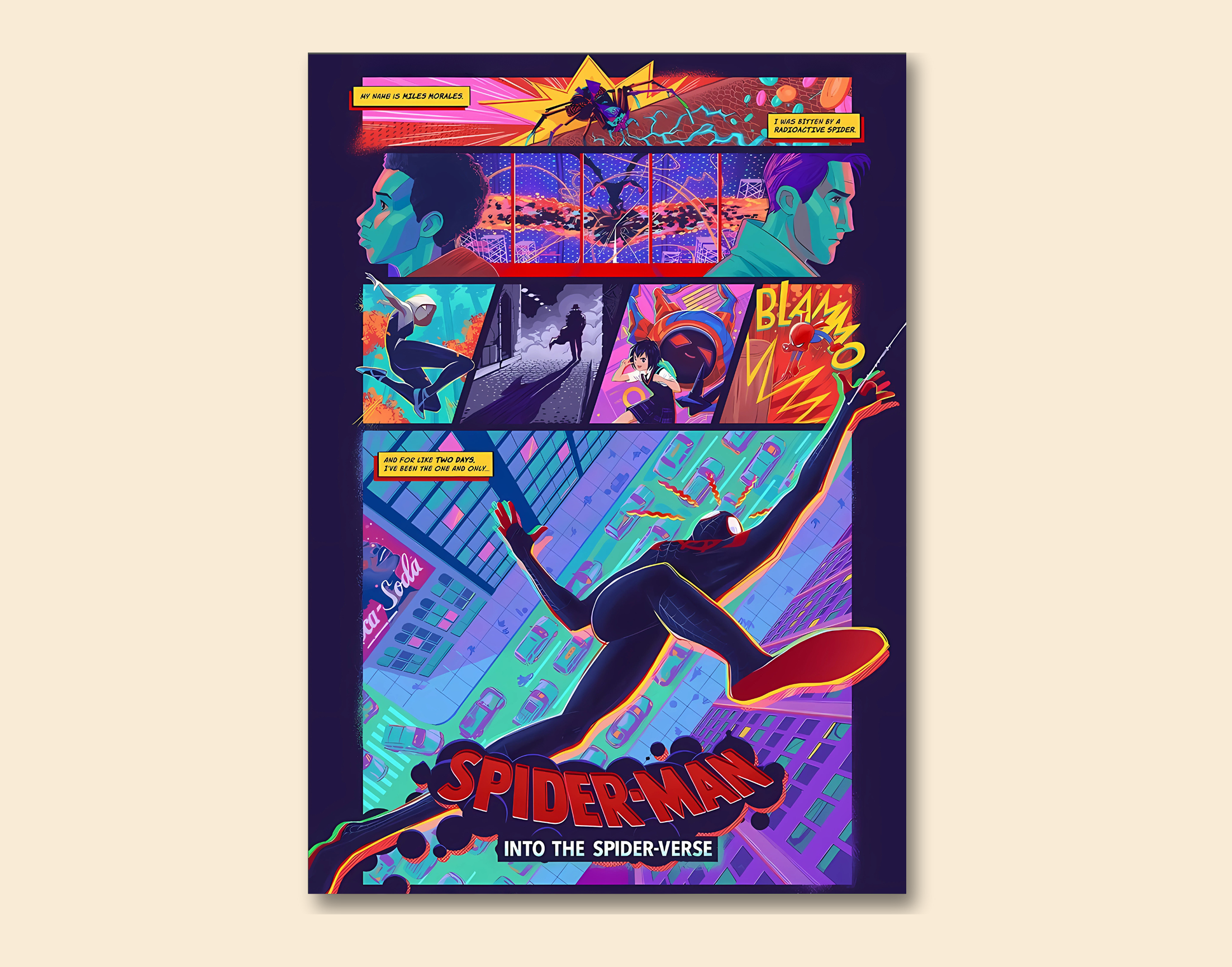 "SPIDERMAN INTO THE SPIDER-VERSE - FAN EDITION"- Shiny & Sturdy Metallic Poster  Art That Pops & Sticks