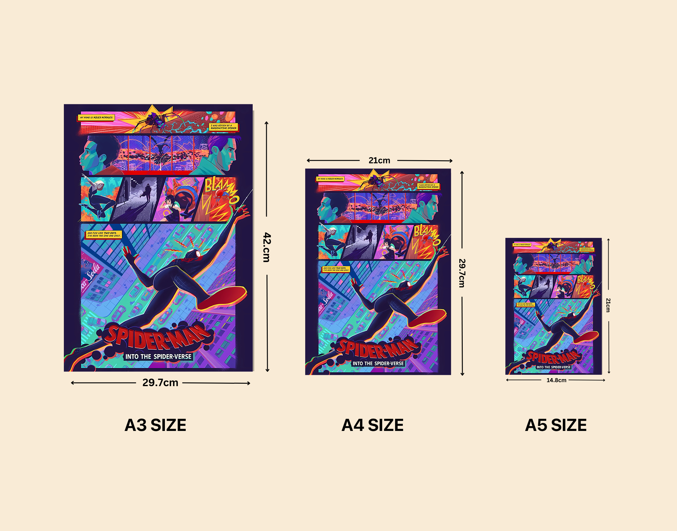 "SPIDERMAN INTO THE SPIDER-VERSE - FAN EDITION"- Shiny & Sturdy Metallic Poster  Art That Pops & Sticks