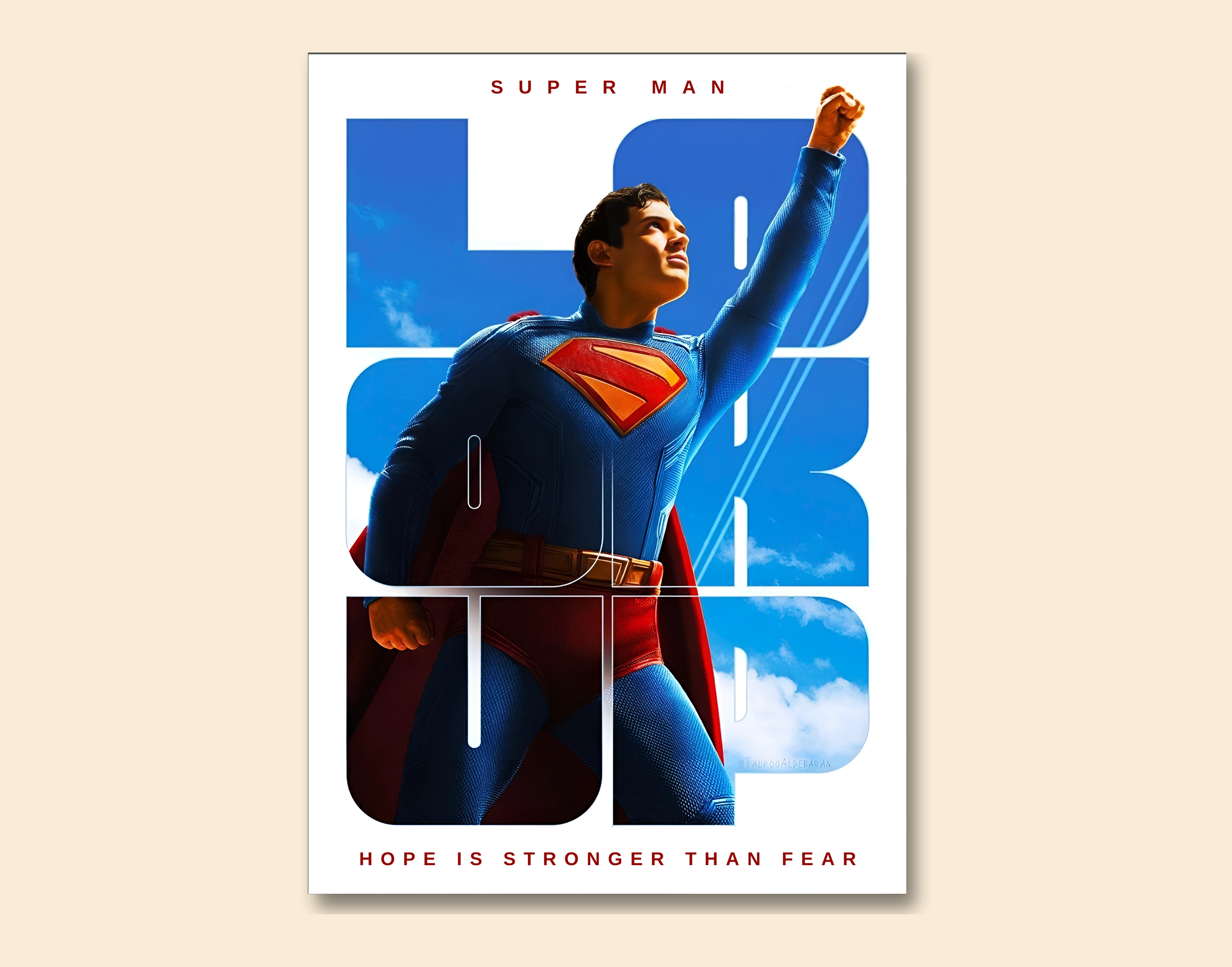 "SUPER MAN - LOOK UP"- Shiny & Sturdy Metallic Poster  Art That Pops & Sticks