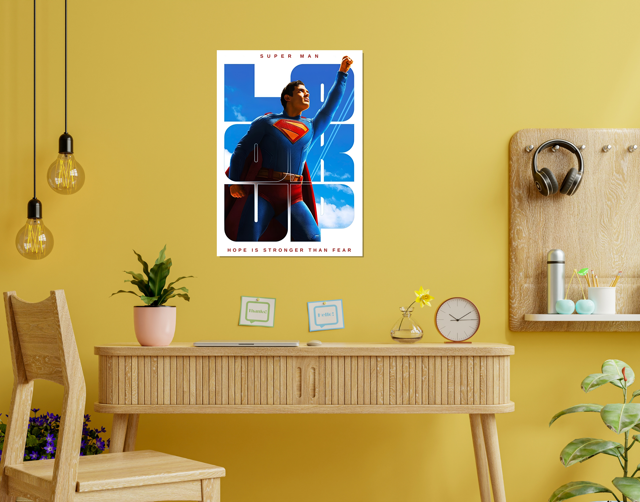 "SUPER MAN - LOOK UP"- Shiny & Sturdy Metallic Poster  Art That Pops & Sticks