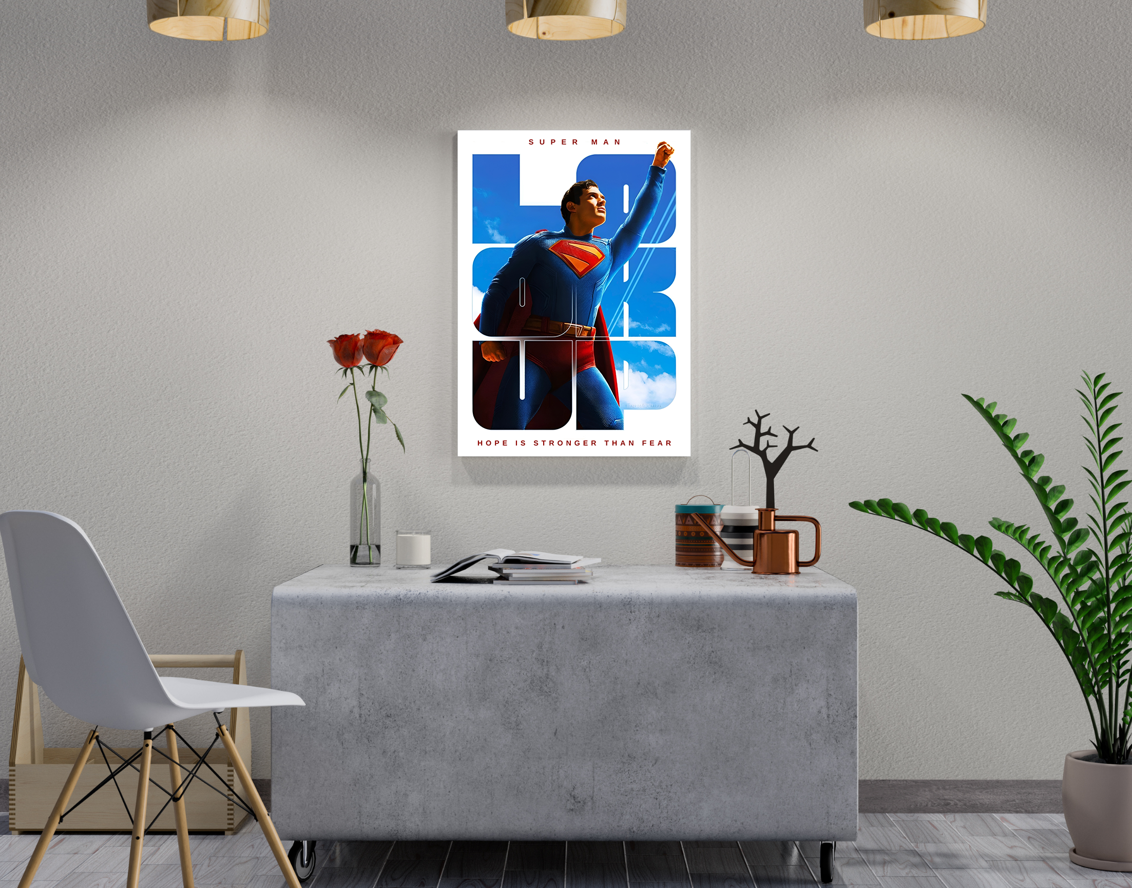 "SUPER MAN - LOOK UP"- Shiny & Sturdy Metallic Poster  Art That Pops & Sticks