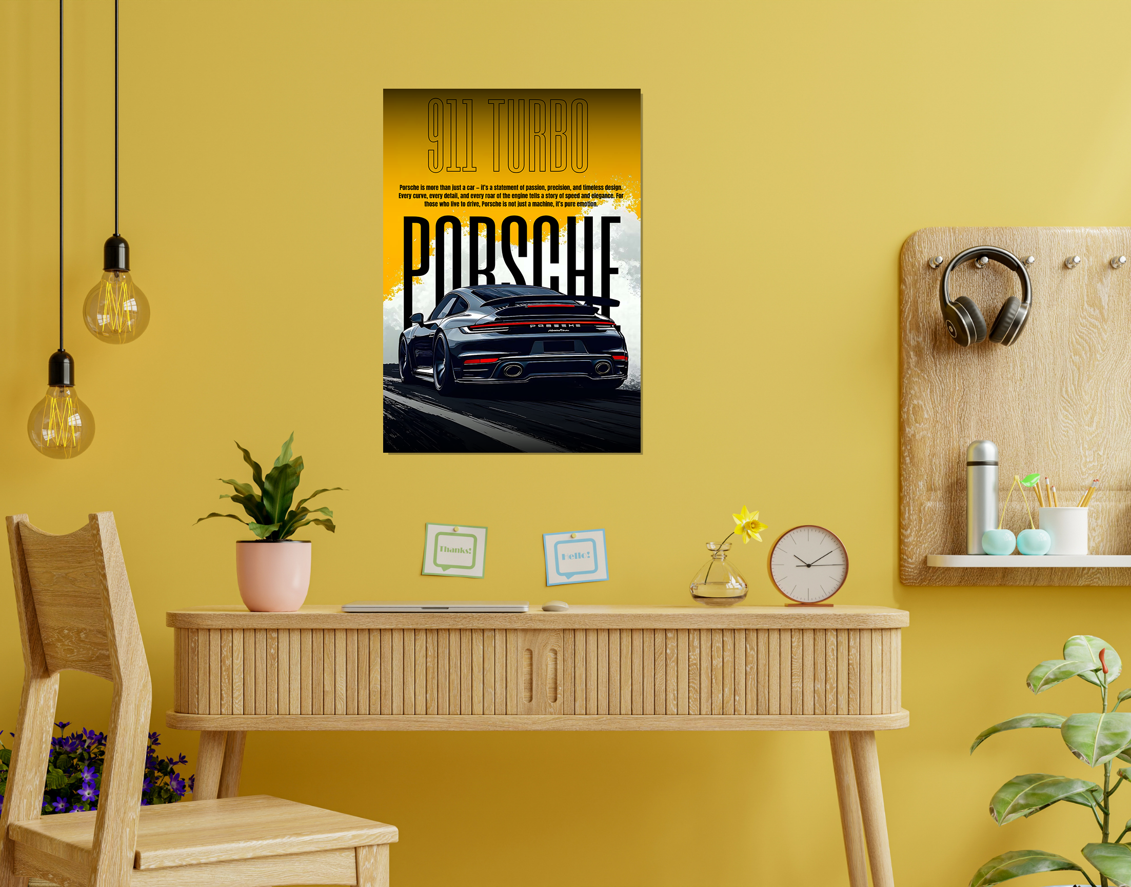 "PORSCHE 911 TURBO"- Shiny & Sturdy Metallic Poster  Art That Pops & Sticks