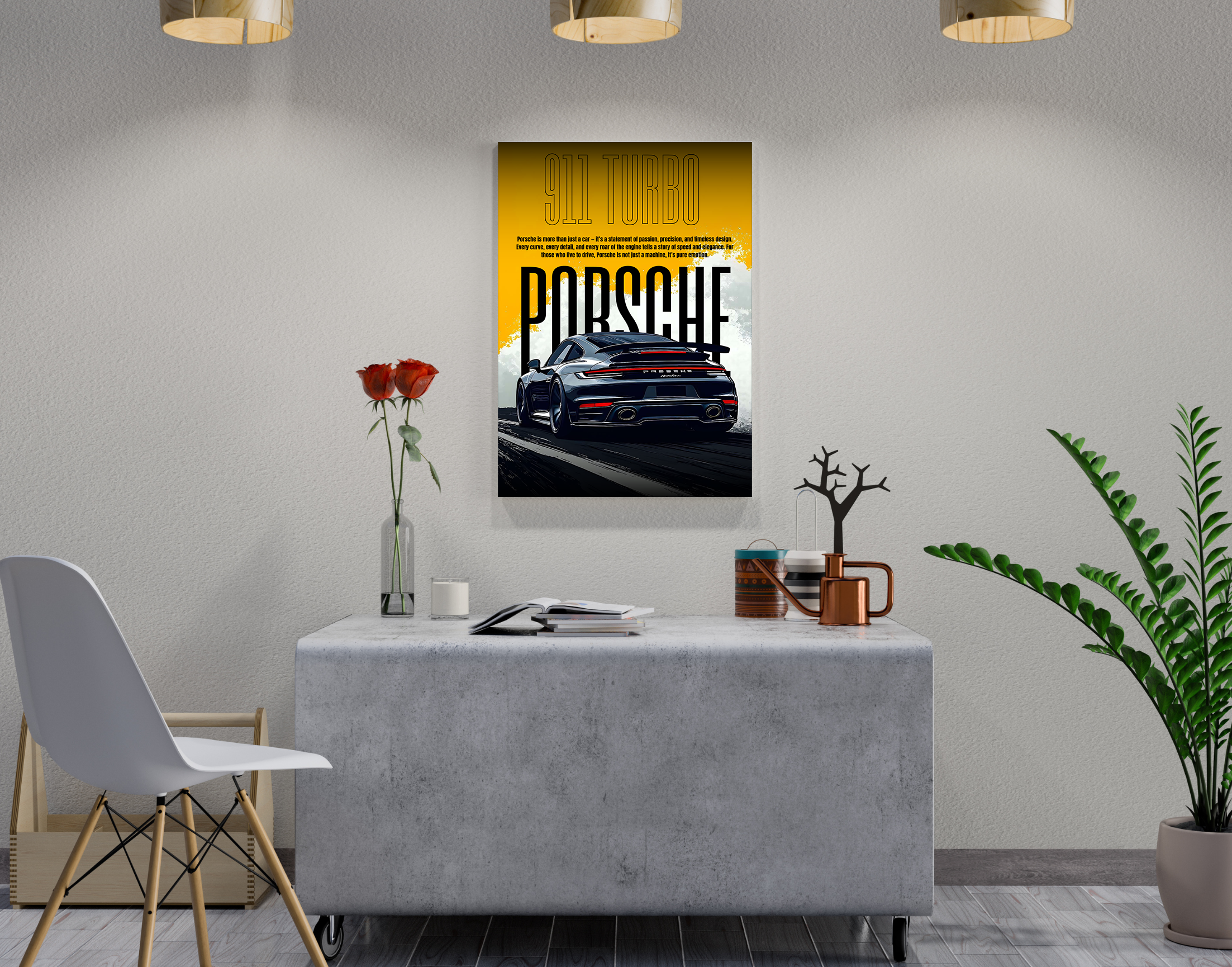 "PORSCHE 911 TURBO"- Shiny & Sturdy Metallic Poster  Art That Pops & Sticks
