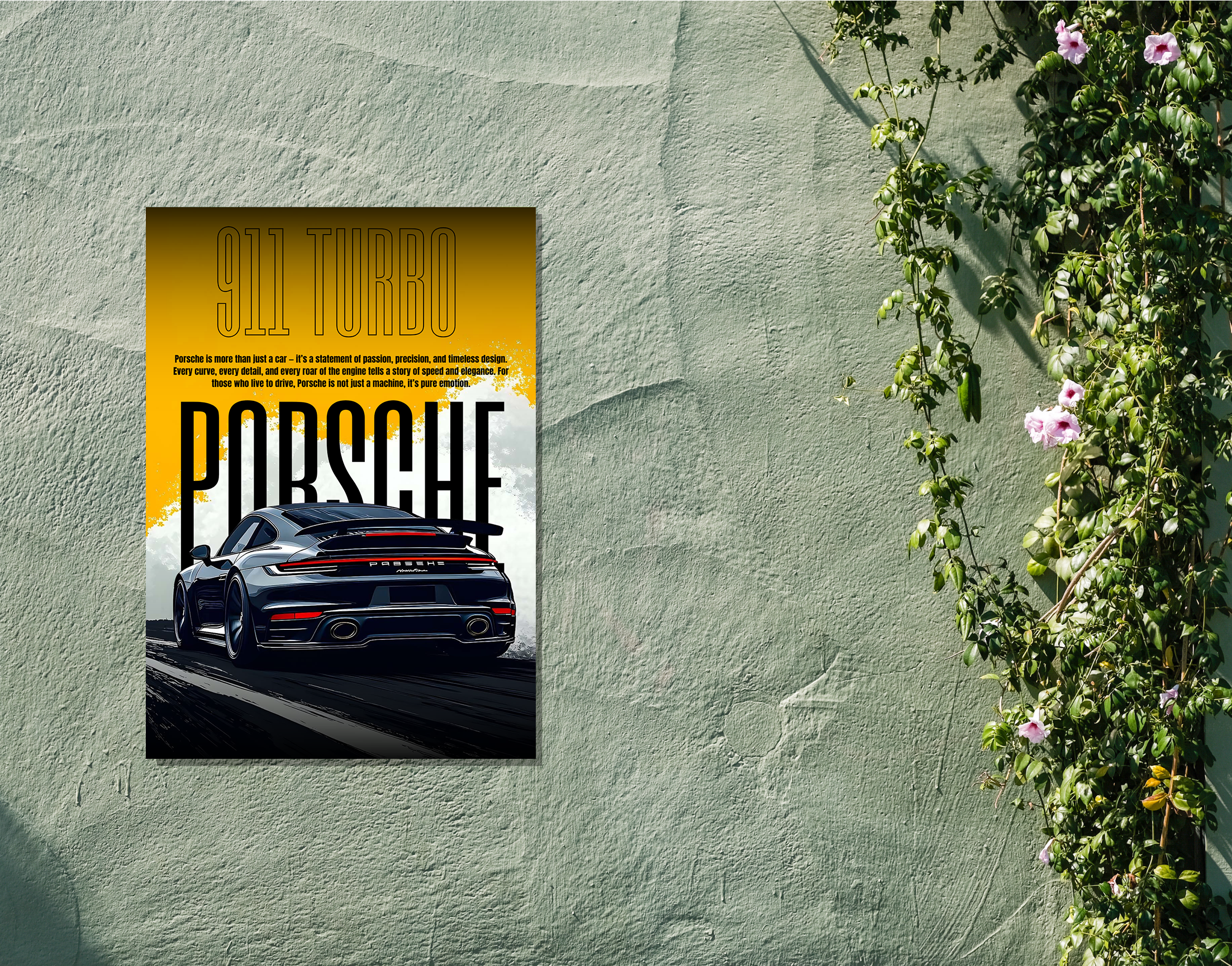 "PORSCHE 911 TURBO"- Shiny & Sturdy Metallic Poster  Art That Pops & Sticks