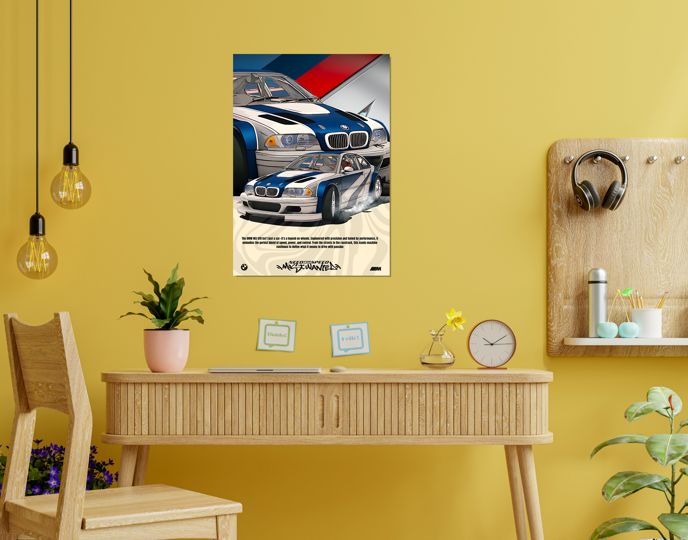 "BMW M3 GTR NFS- GAMING EDITION"- Shiny & Sturdy Metallic Poster  Art That Pops & Sticks