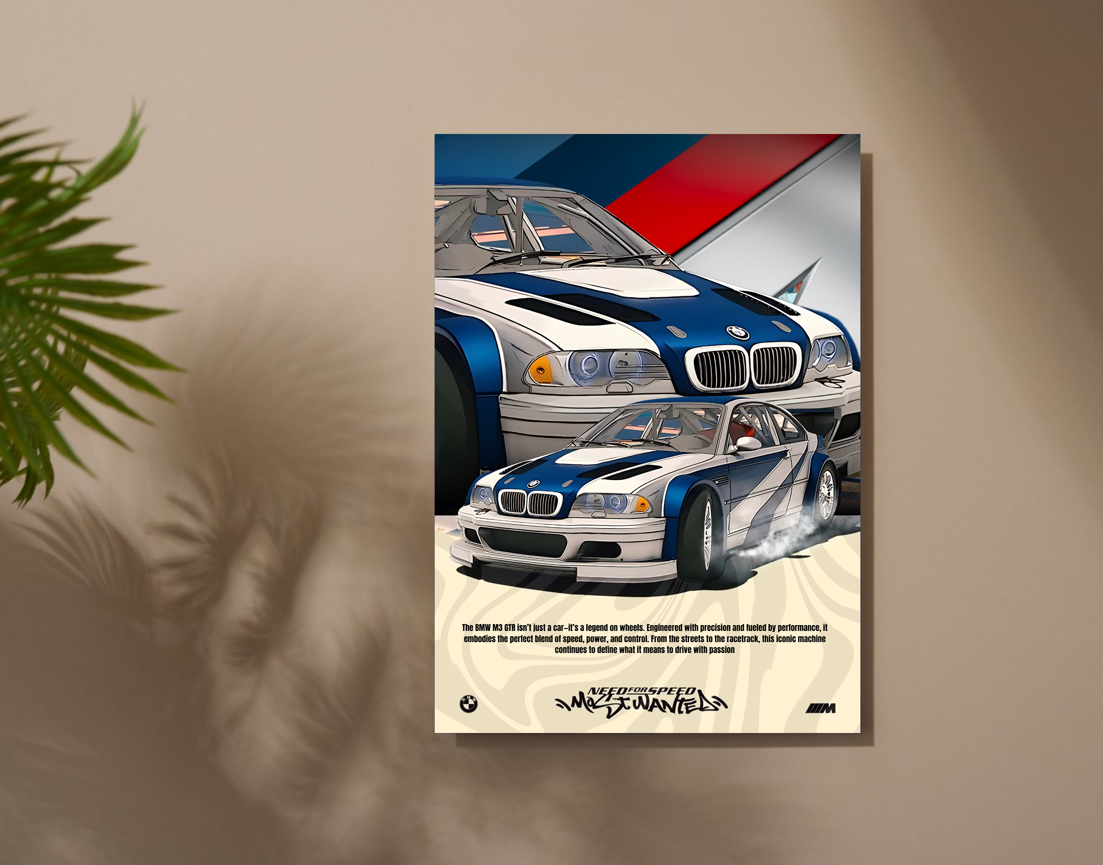 "BMW M3 GTR NFS- GAMING EDITION"- Shiny & Sturdy Metallic Poster  Art That Pops & Sticks