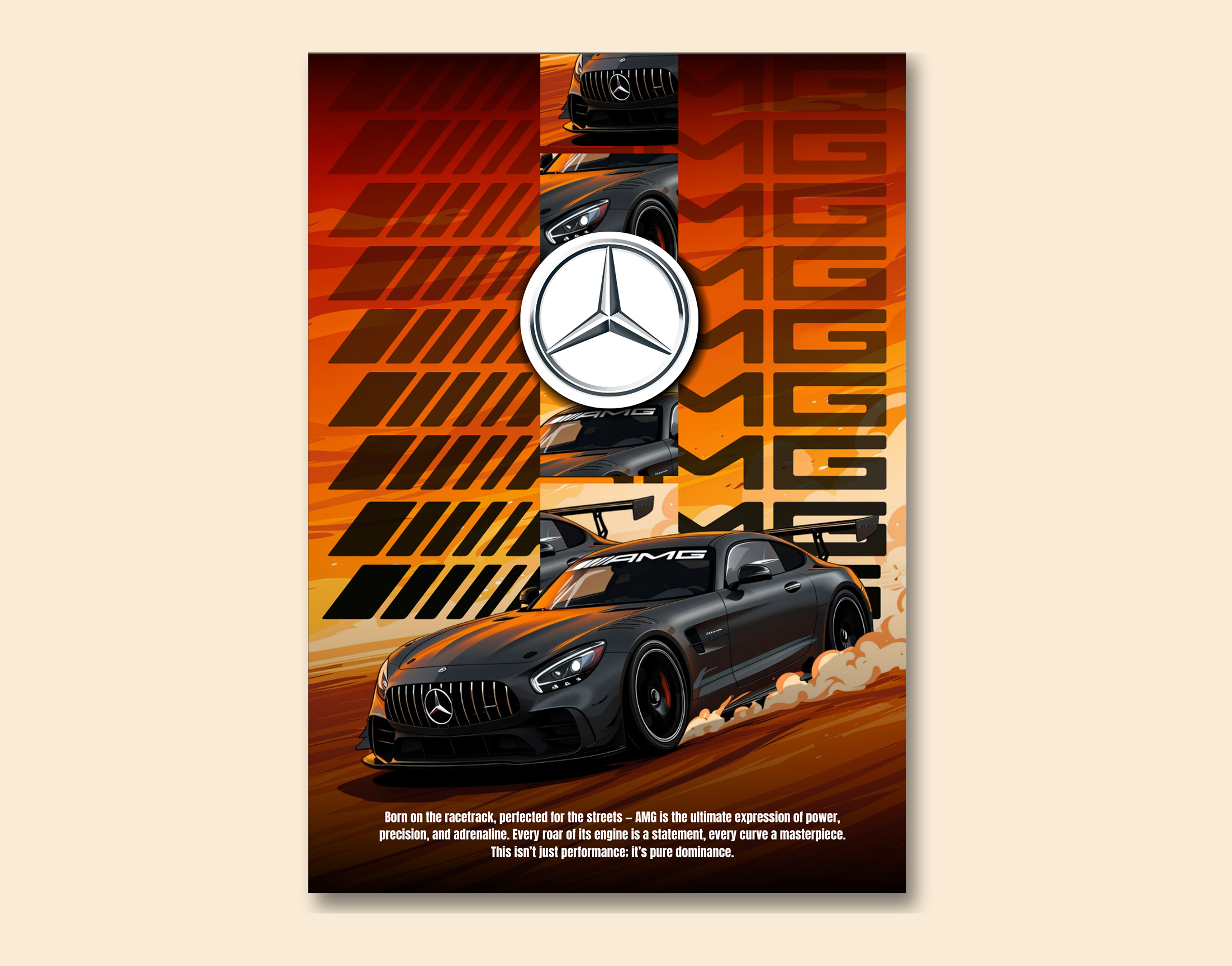 "MERCEDES-AMG - THE PURE DOMINANCE"- Shiny & Sturdy Metallic Poster  Art That Pops & Sticks