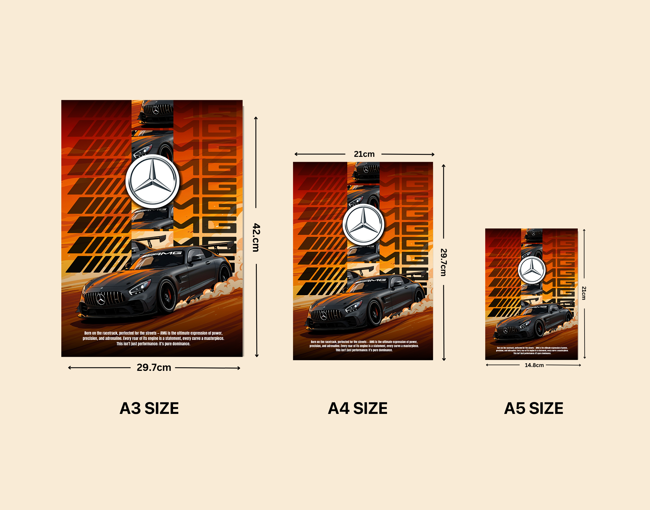 "MERCEDES-AMG - THE PURE DOMINANCE"- Shiny & Sturdy Metallic Poster  Art That Pops & Sticks