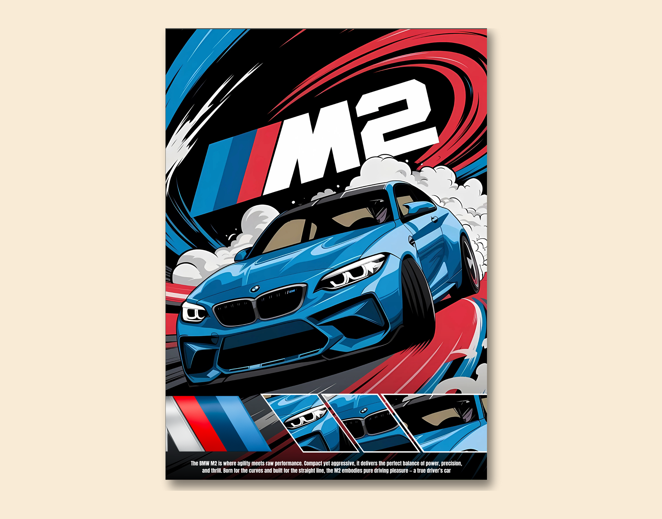 "BMW M2 - A TRUE DRIVER'S CAR"- Shiny & Sturdy Metallic Poster  Art That Pops & Sticks