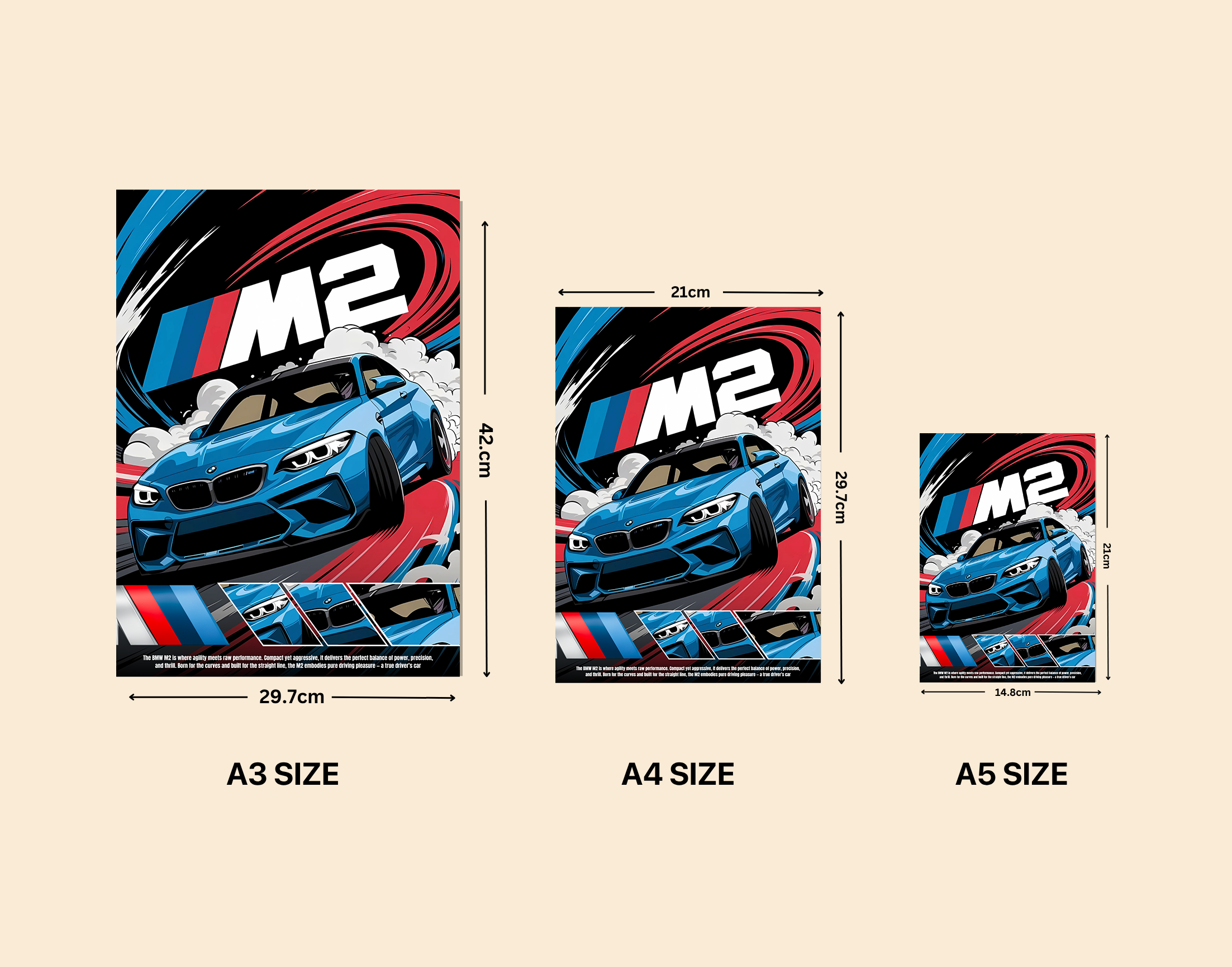 "BMW M2 - A TRUE DRIVER'S CAR"- Shiny & Sturdy Metallic Poster  Art That Pops & Sticks