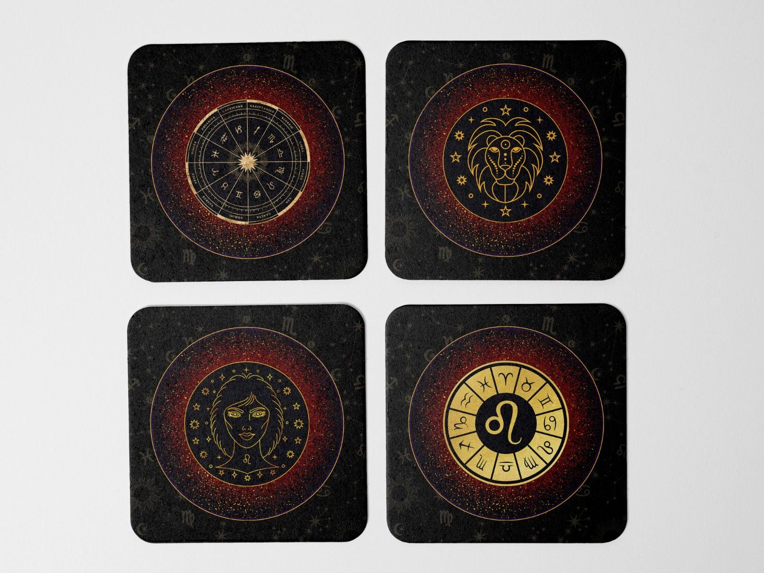 LEO-ZODIAC SIGN' Coaster Set of 4