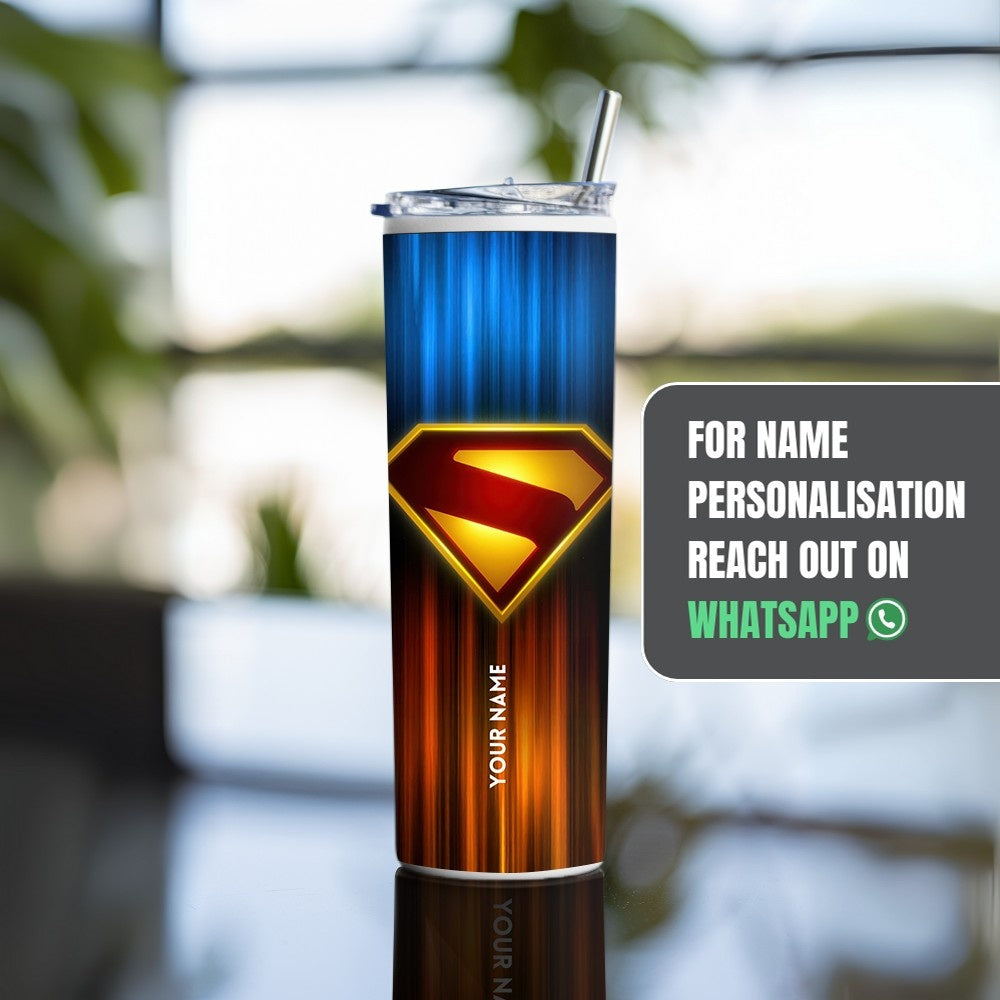 "Superman Gradient Flash" Tumbler with Metal Straw