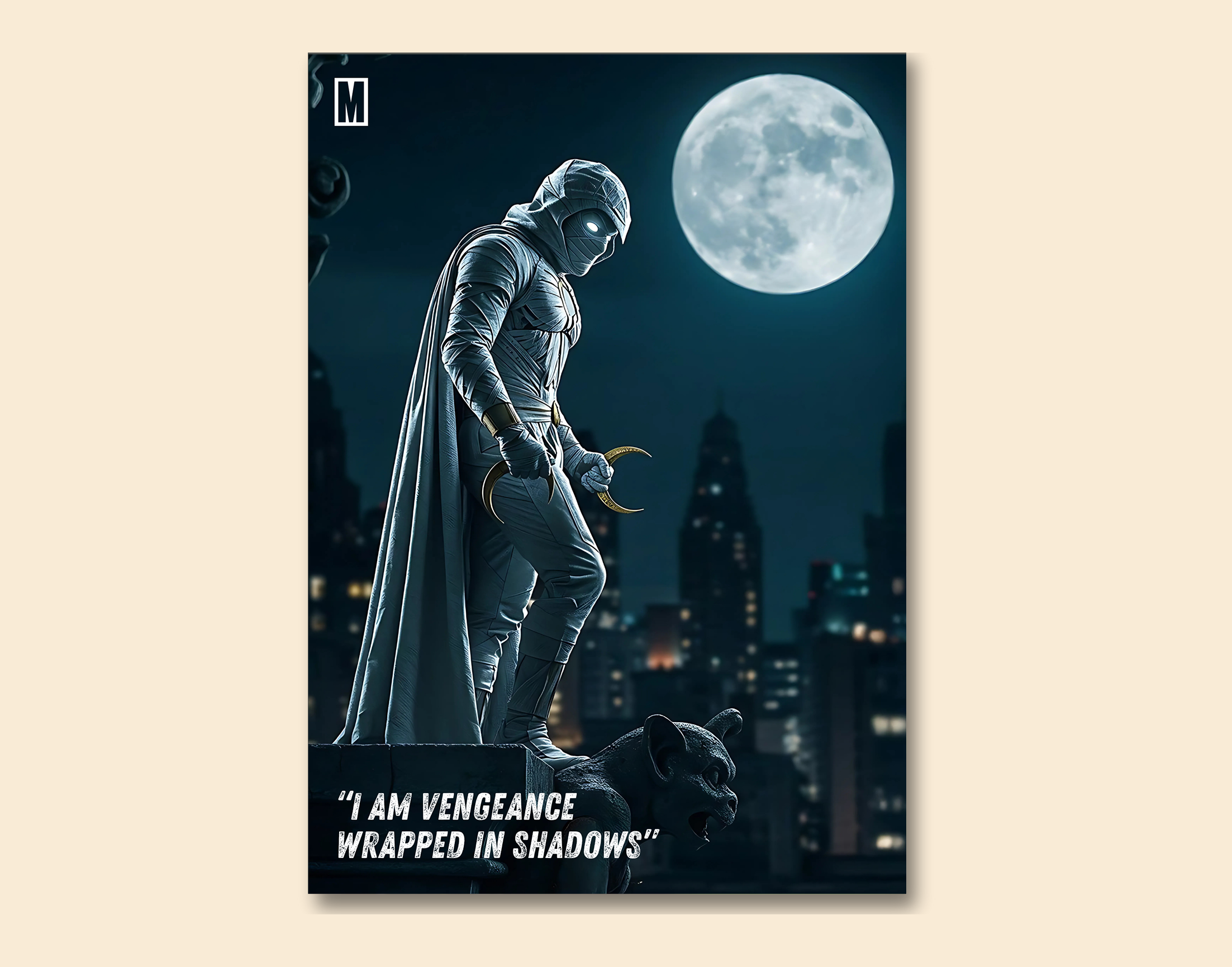 "MOON KNIGHT"- Shiny & Sturdy Metallic Poster  Art That Pops & Sticks