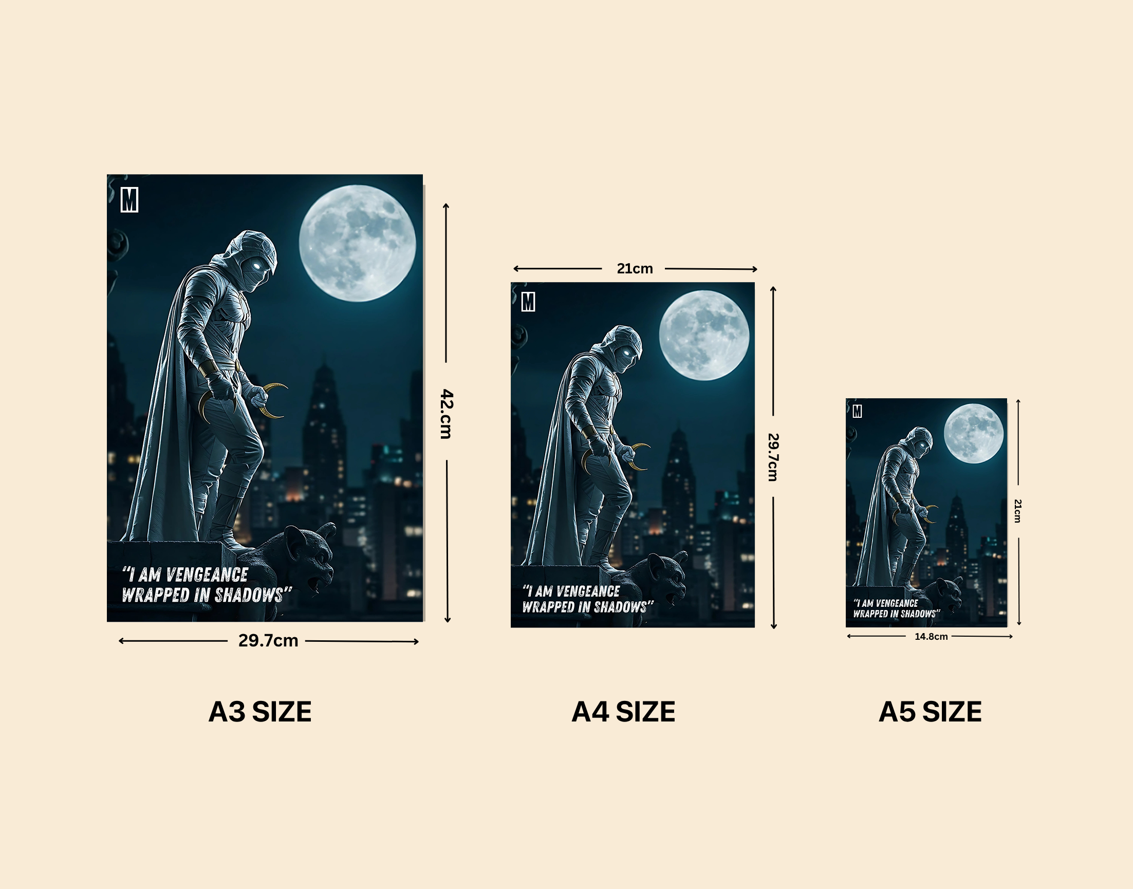 "MOON KNIGHT"- Shiny & Sturdy Metallic Poster  Art That Pops & Sticks