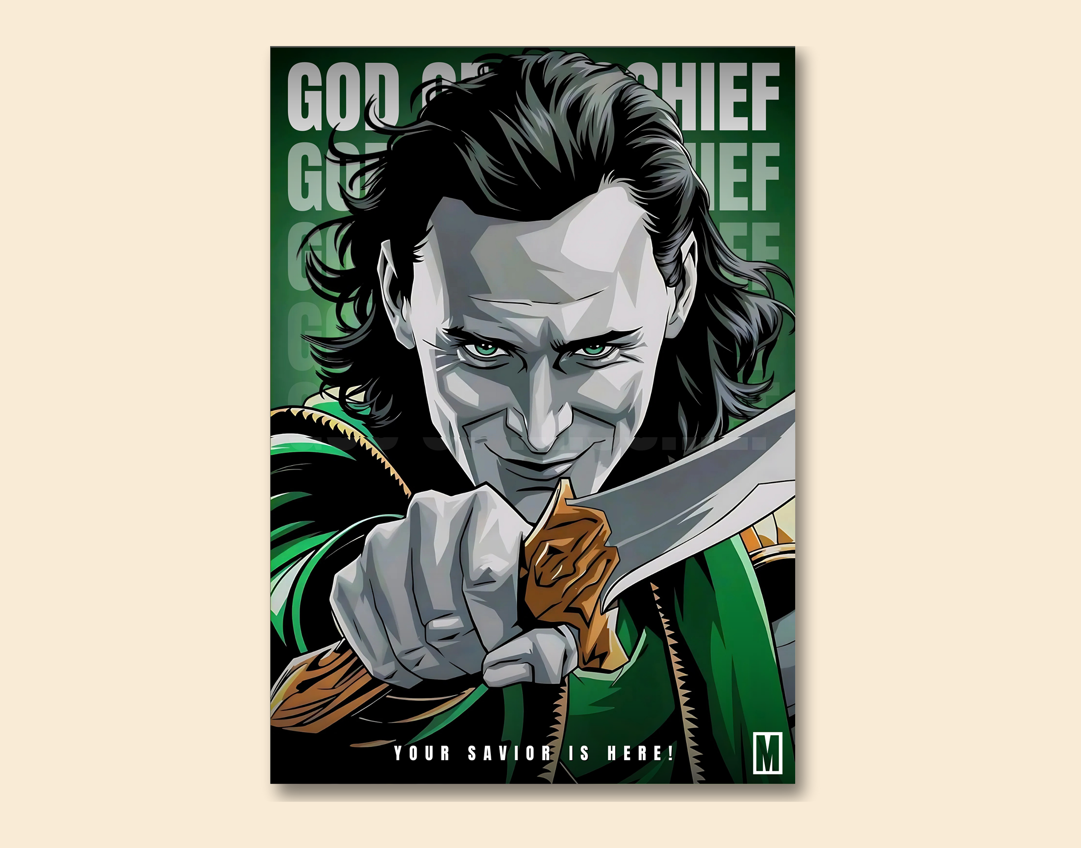 "Loki-God Of Mischief"- Shiny & Sturdy Metallic Poster  Art That Pops & Sticks
