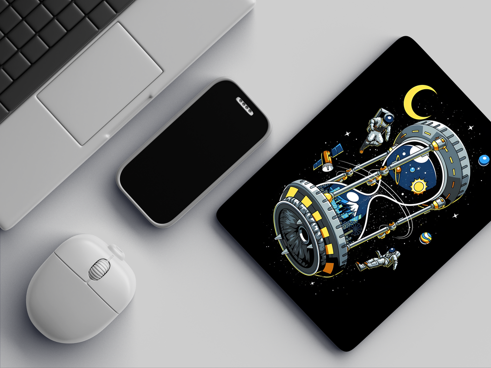 "HOURGLASS SPACE STATION" Mousepad Enhance Your Workspace with Style