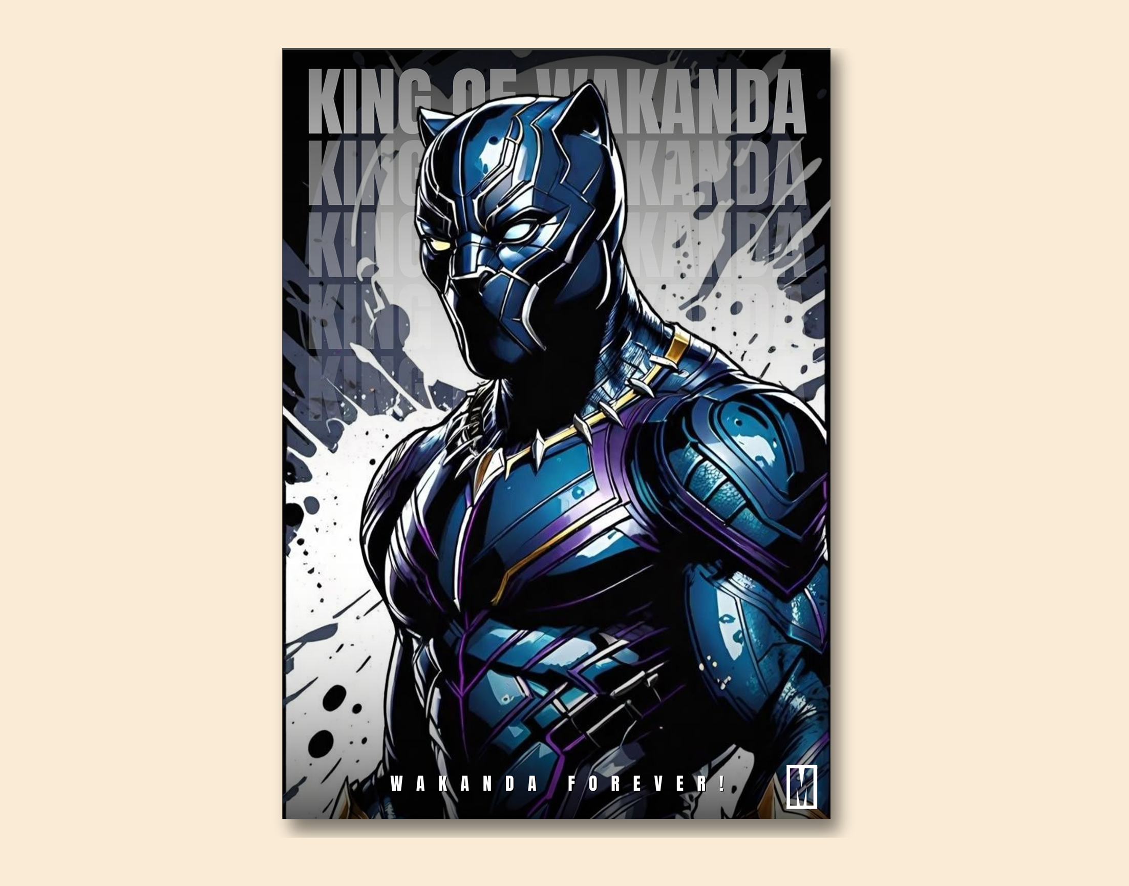 "Wakanda Forever: King"- Shiny & Sturdy Metallic Poster  Art That Pops & Sticks