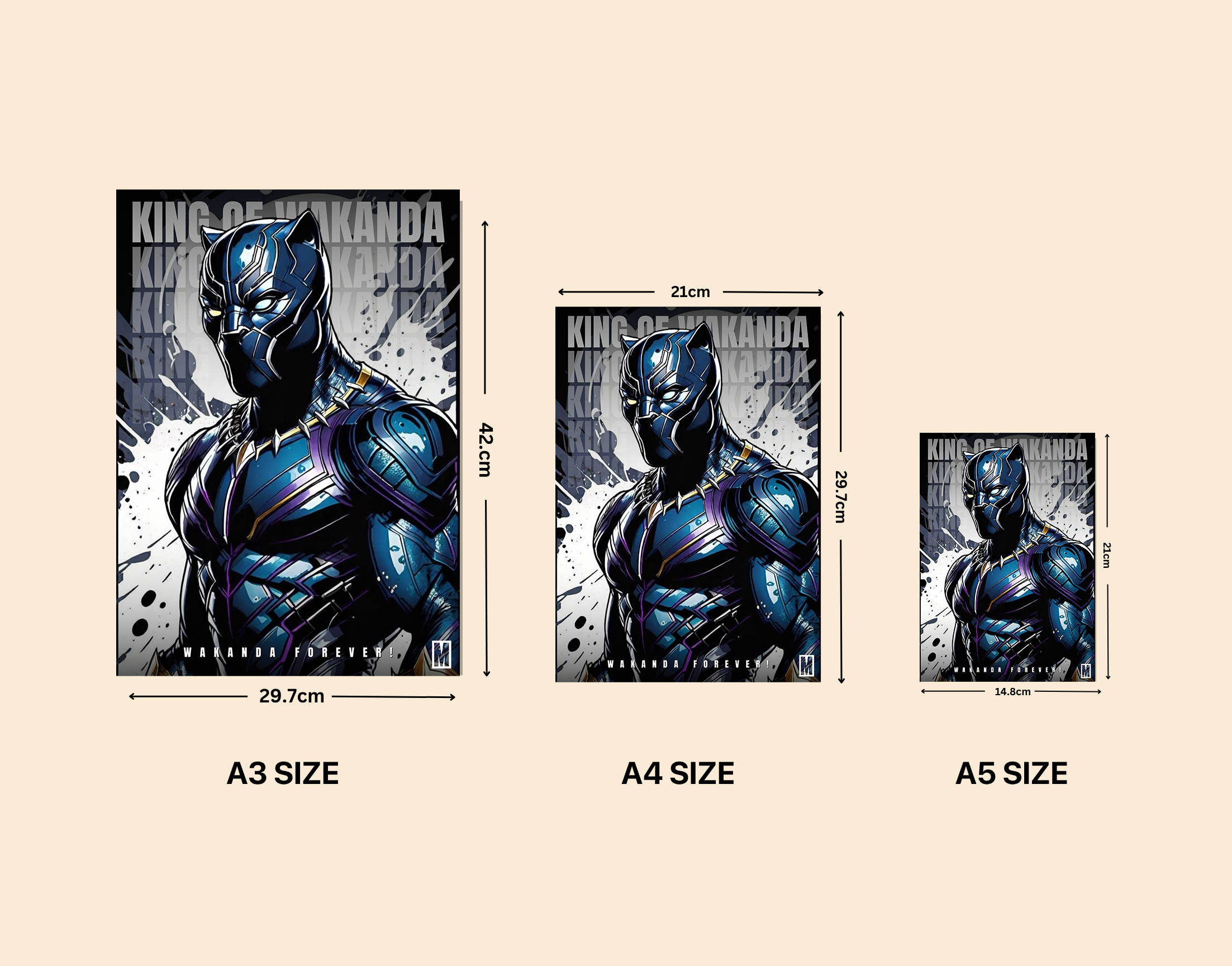"Wakanda Forever: King"- Shiny & Sturdy Metallic Poster  Art That Pops & Sticks