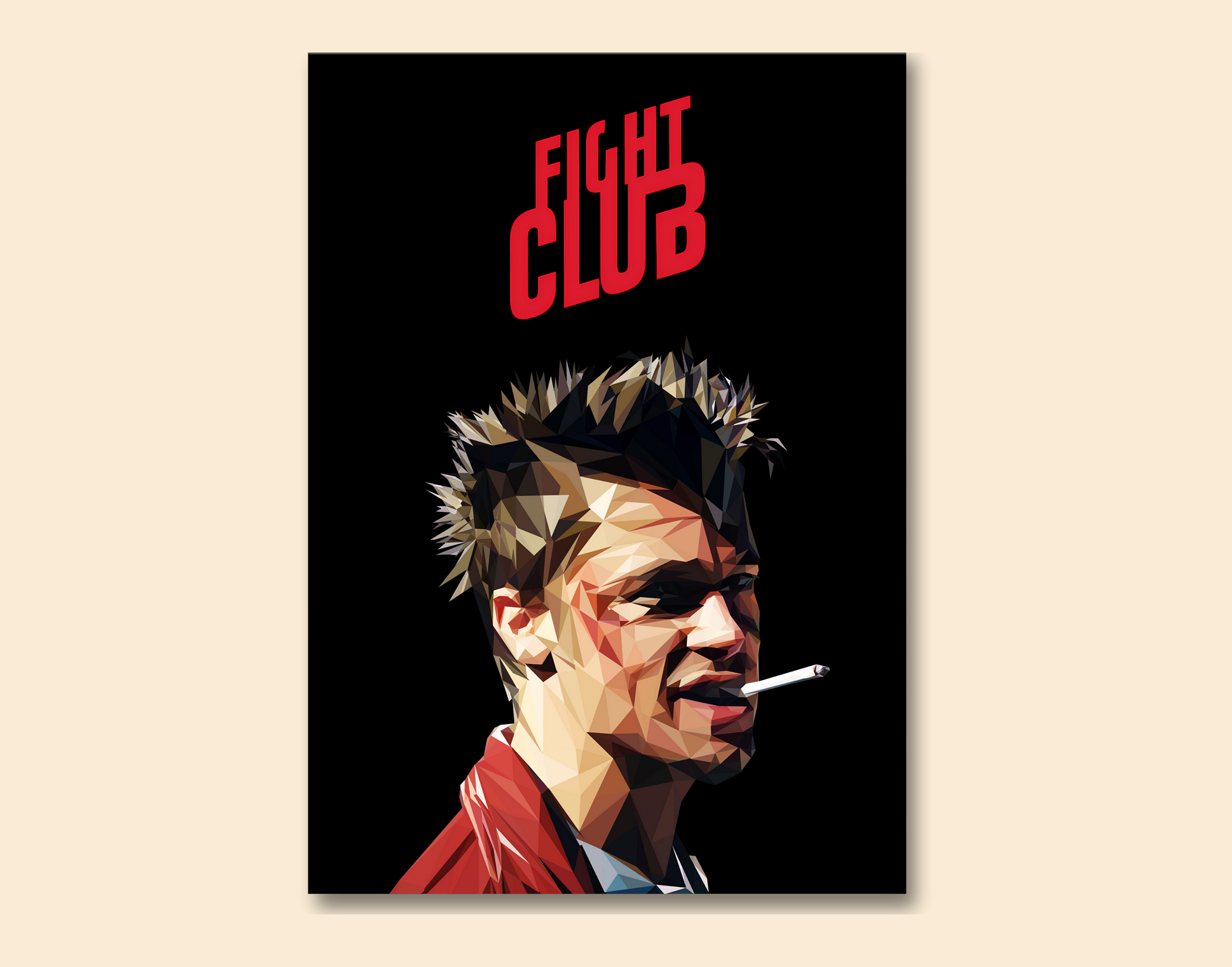 "FIGHT CLUB - BRAD PITT - ENTERTAINMENT EDITION"- Shiny & Sturdy Metallic Poster  Art That Pops & Sticks