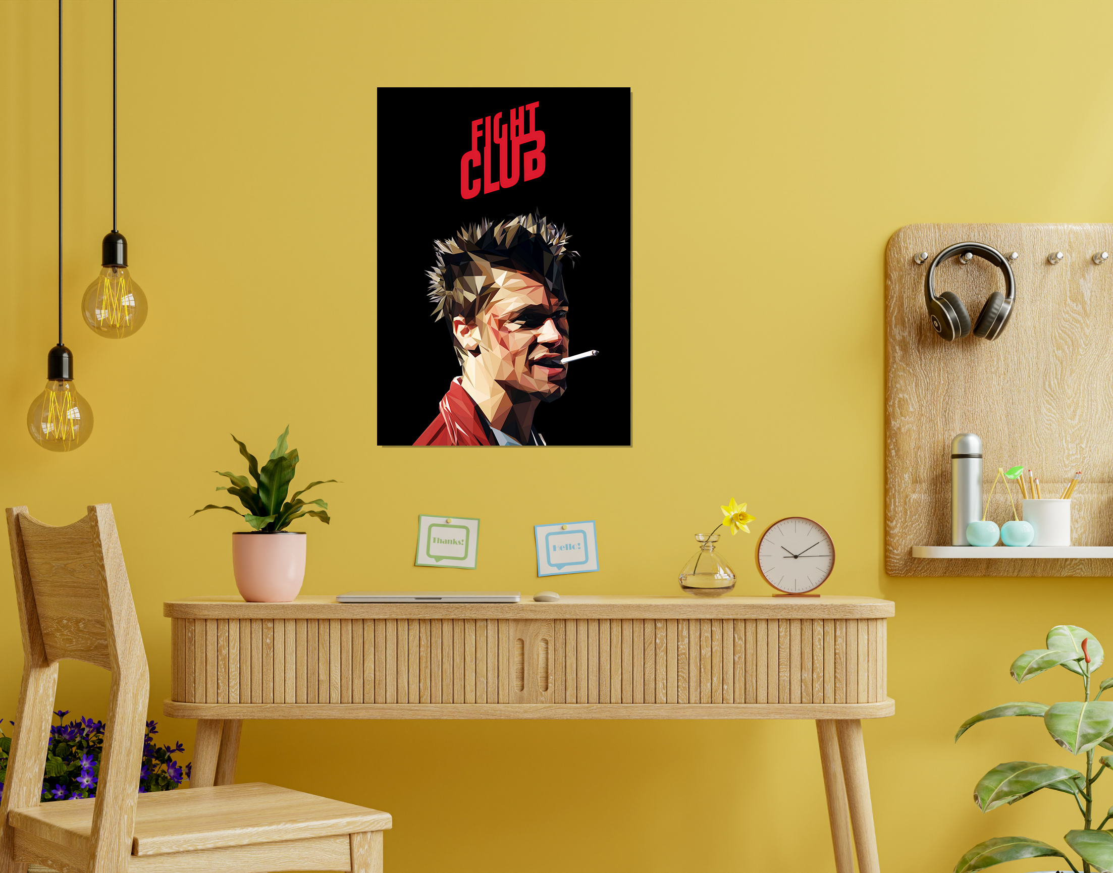 "FIGHT CLUB - BRAD PITT - ENTERTAINMENT EDITION"- Shiny & Sturdy Metallic Poster  Art That Pops & Sticks