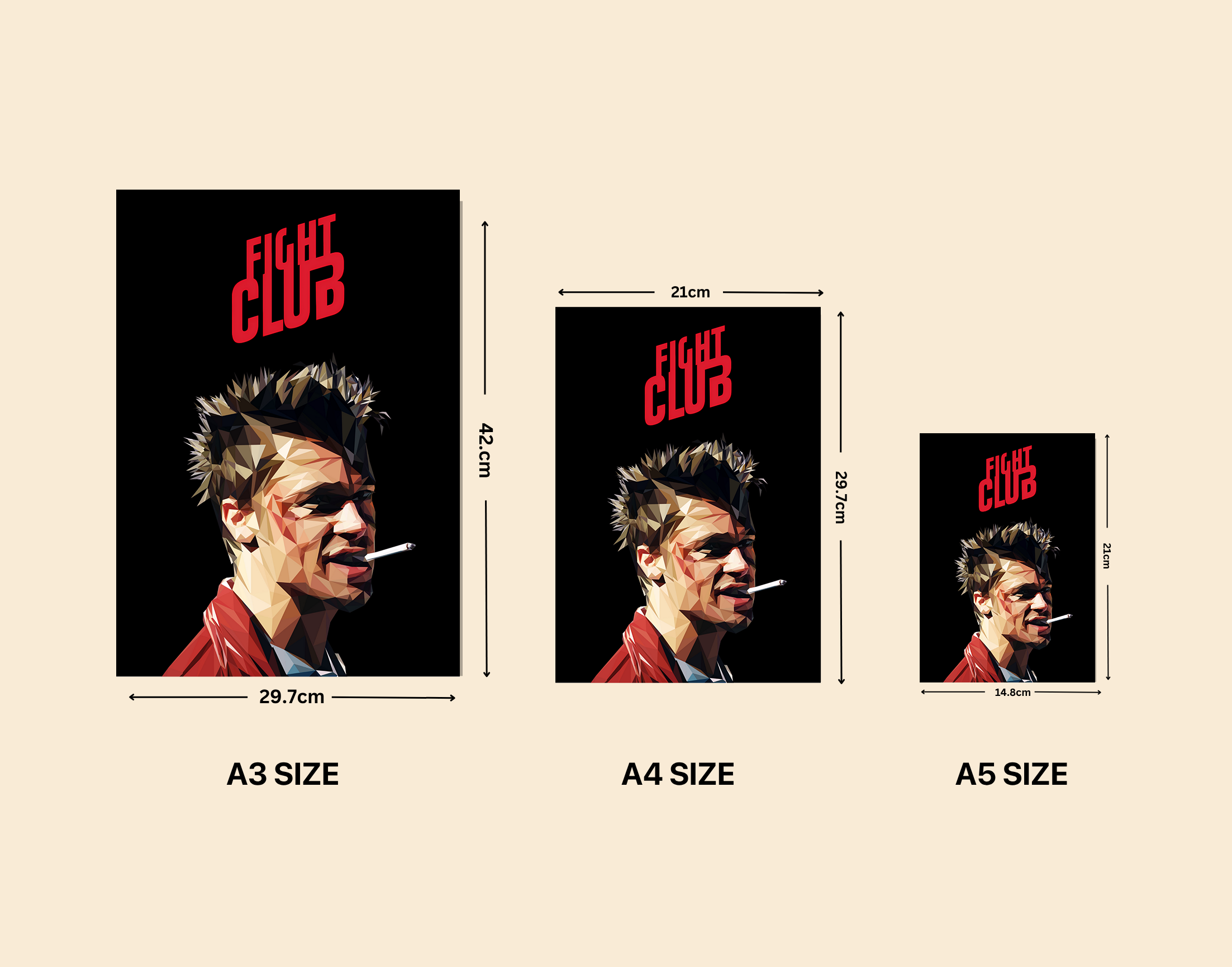 "FIGHT CLUB - BRAD PITT - ENTERTAINMENT EDITION"- Shiny & Sturdy Metallic Poster  Art That Pops & Sticks