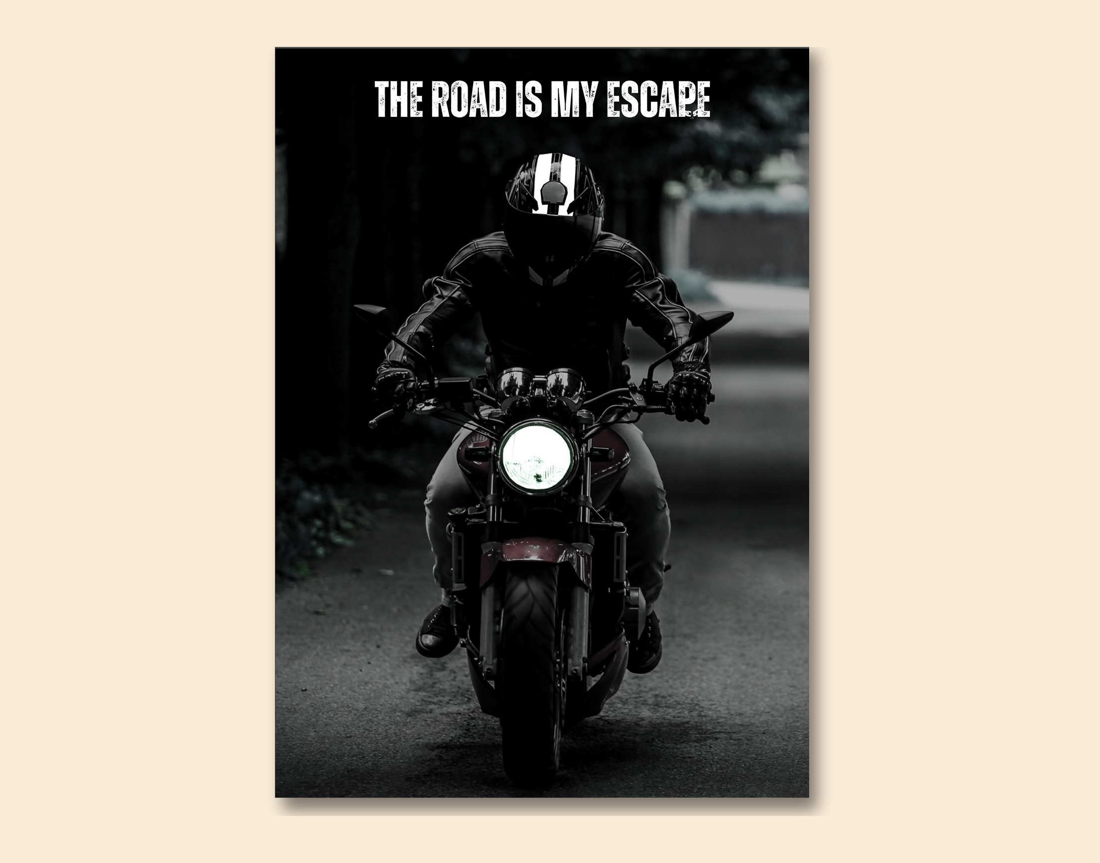 "ROAD IS MY ESCAPE"- Shiny & Sturdy Metallic Poster  Art That Pops & Sticks