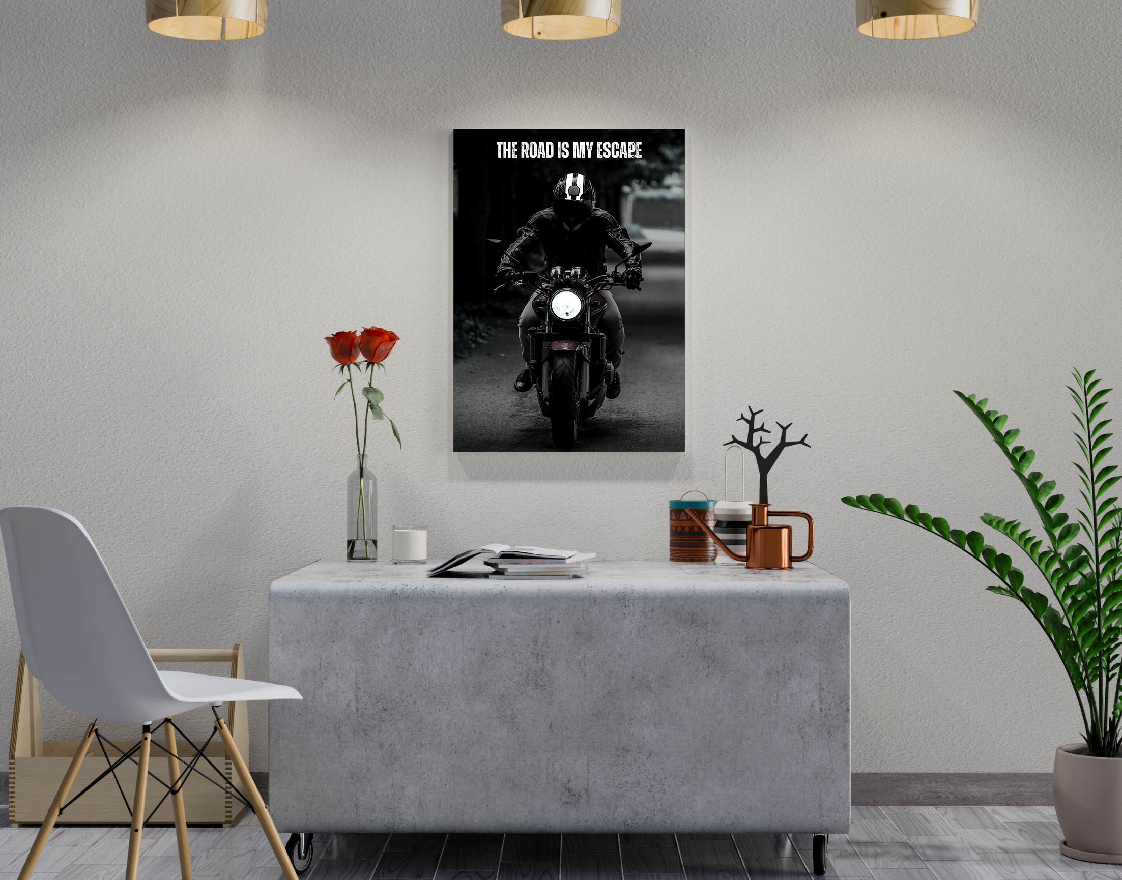"ROAD IS MY ESCAPE"- Shiny & Sturdy Metallic Poster  Art That Pops & Sticks