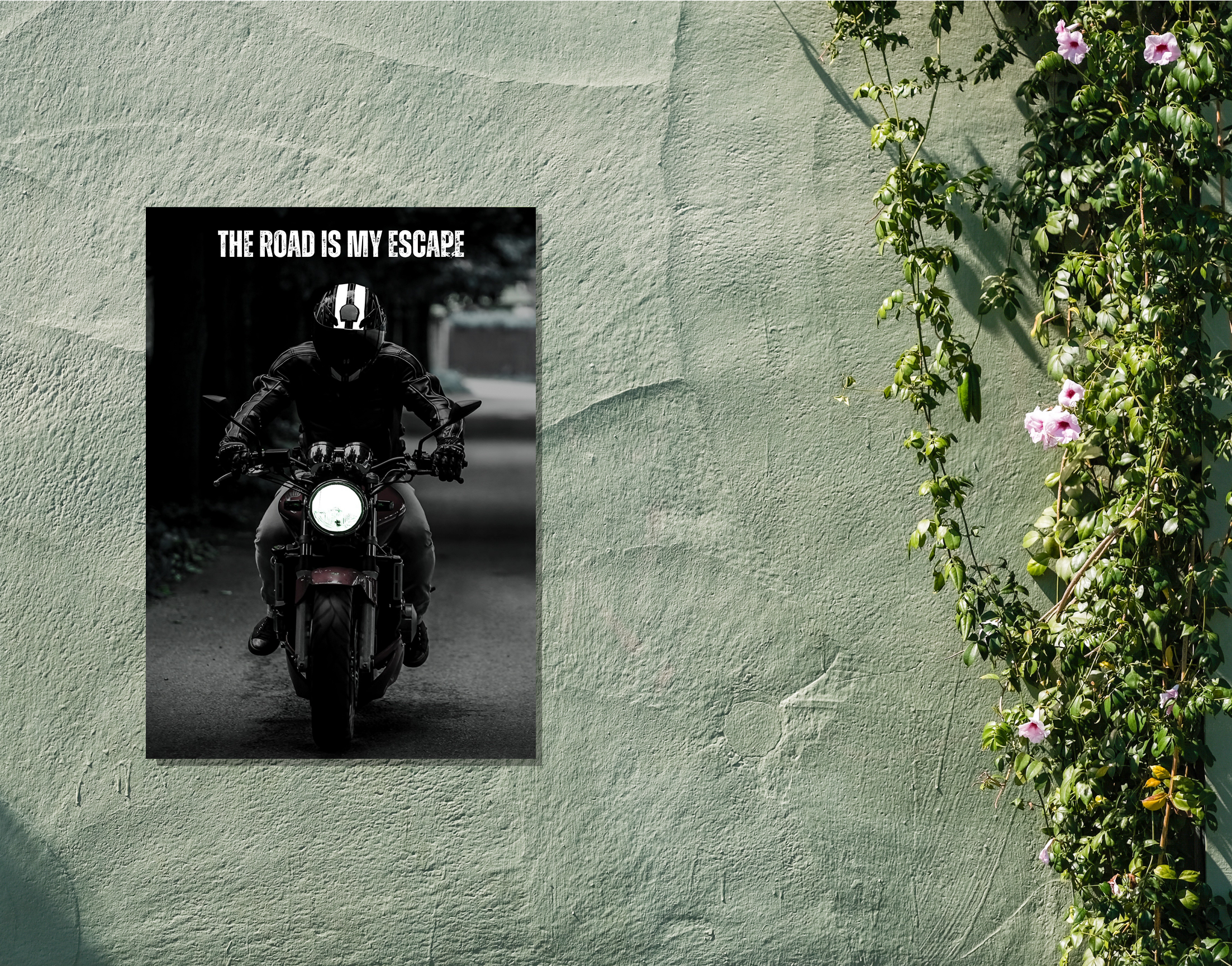 "ROAD IS MY ESCAPE"- Shiny & Sturdy Metallic Poster  Art That Pops & Sticks