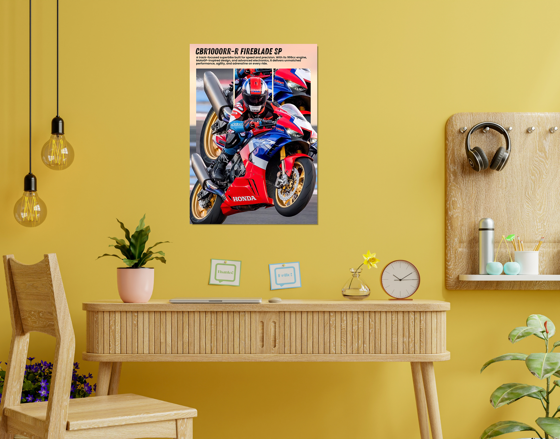 "HONDA - CBR"- Shiny & Sturdy Metallic Poster  Art That Pops & Sticks