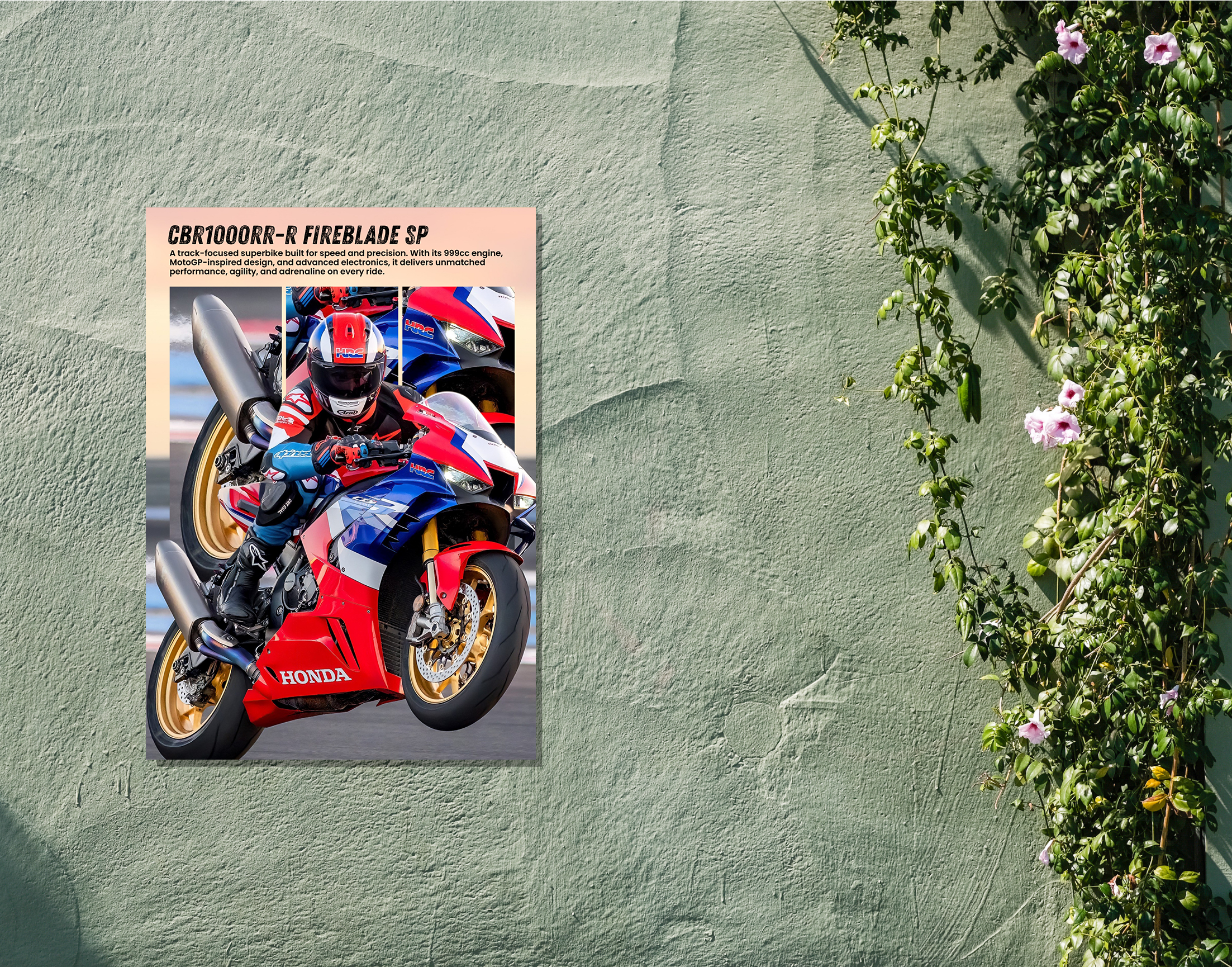 "HONDA - CBR"- Shiny & Sturdy Metallic Poster  Art That Pops & Sticks