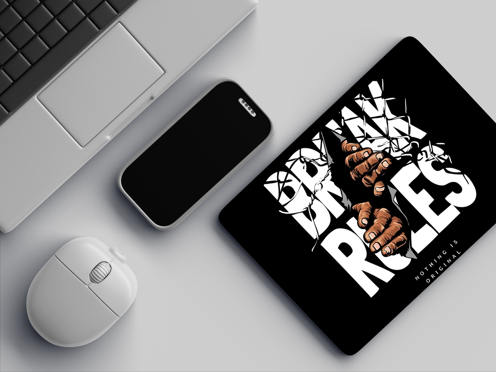 "BREAK RULES NOW" Mousepad Enhance Your Workspace with Style