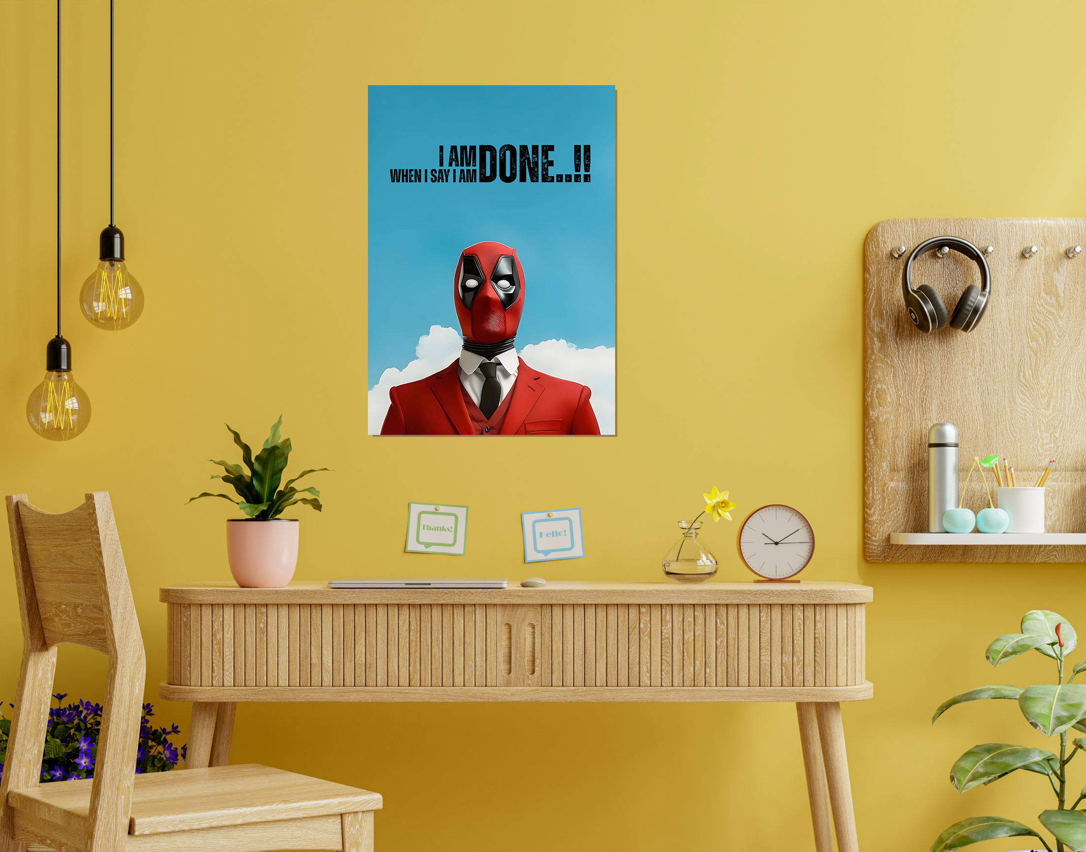 "DEADPOOL DIALOGUE"- Shiny & Sturdy Metallic Poster  Art That Pops & Sticks