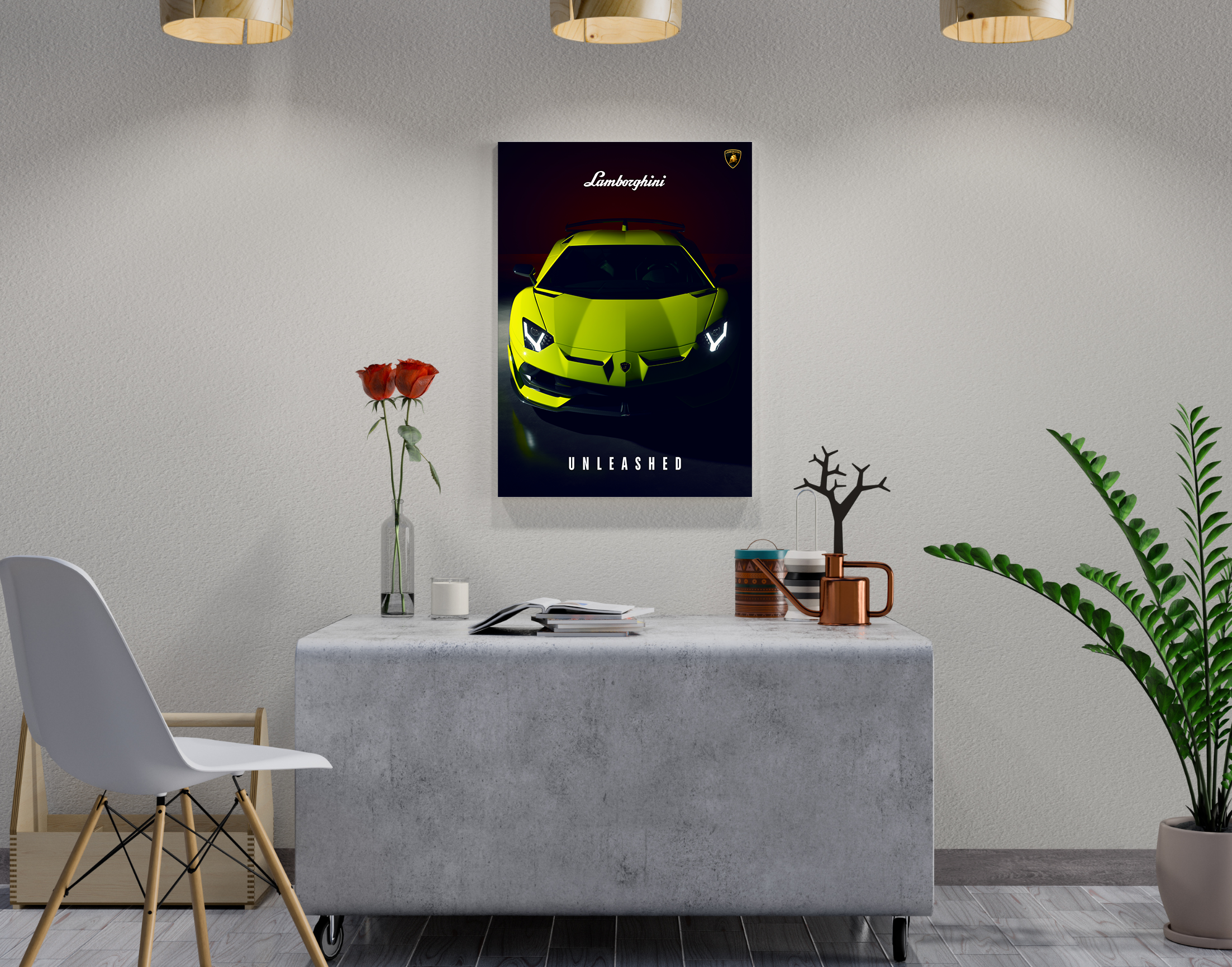 "LAMBORGHINI UNLEASHED"- Shiny & Sturdy Metallic Poster  Art That Pops & Sticks
