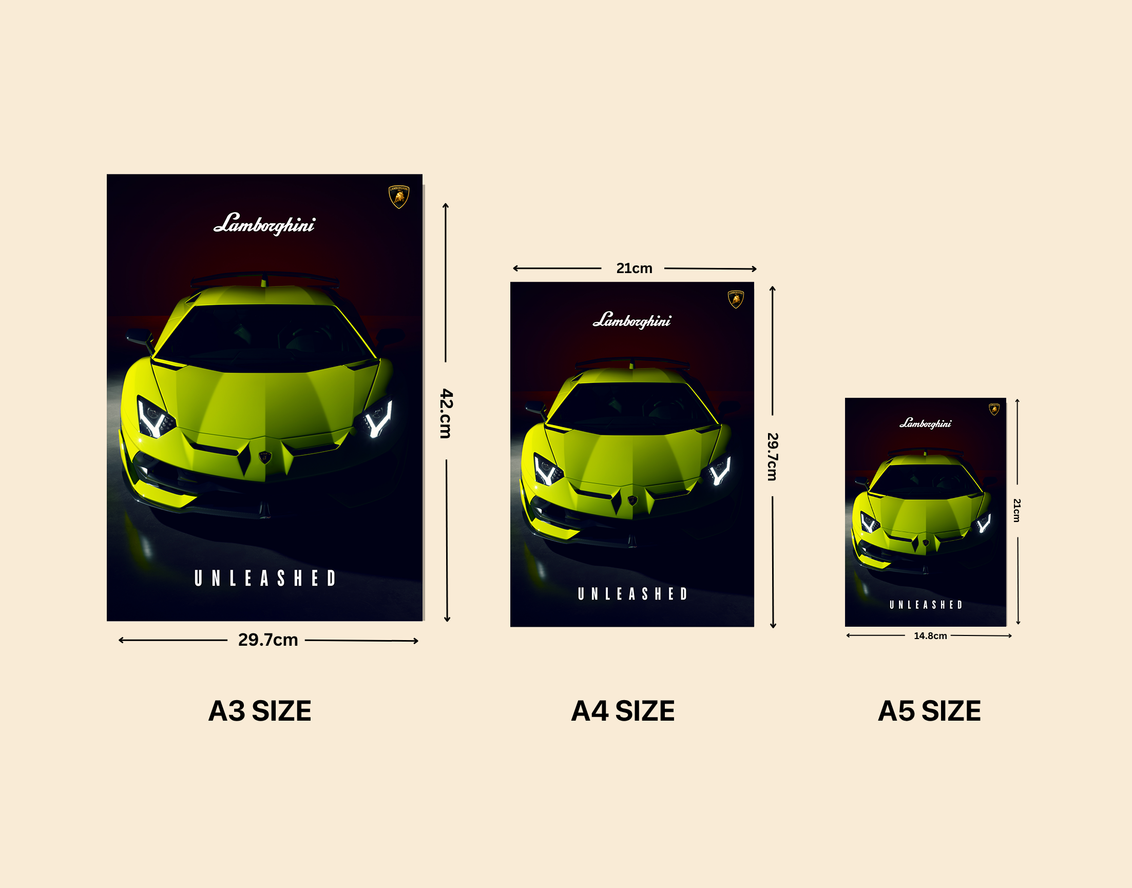"LAMBORGHINI UNLEASHED"- Shiny & Sturdy Metallic Poster  Art That Pops & Sticks