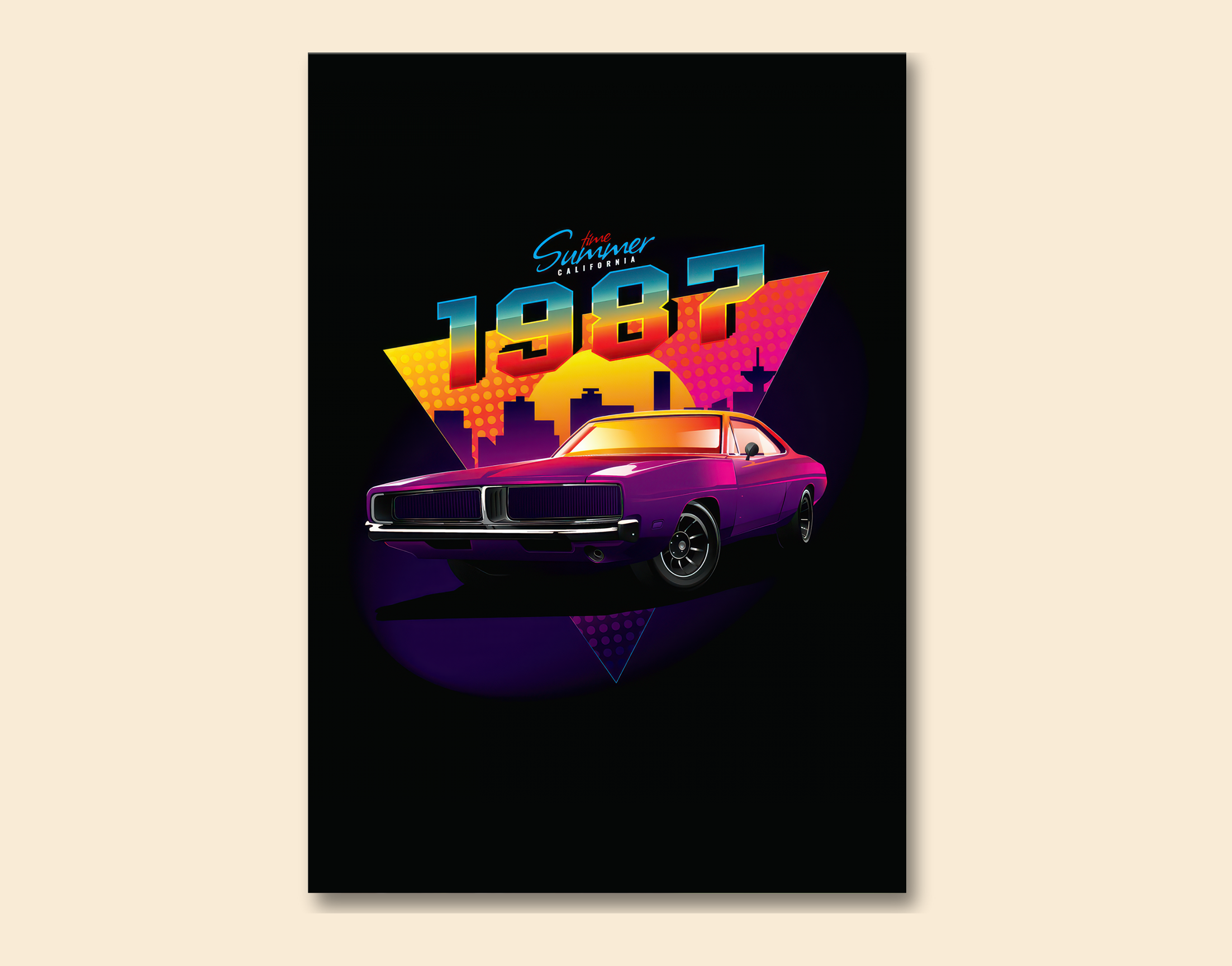 "THE CLASSIC DODGE CHARGER "- Shiny & Sturdy Metallic Poster  Art That Pops & Sticks