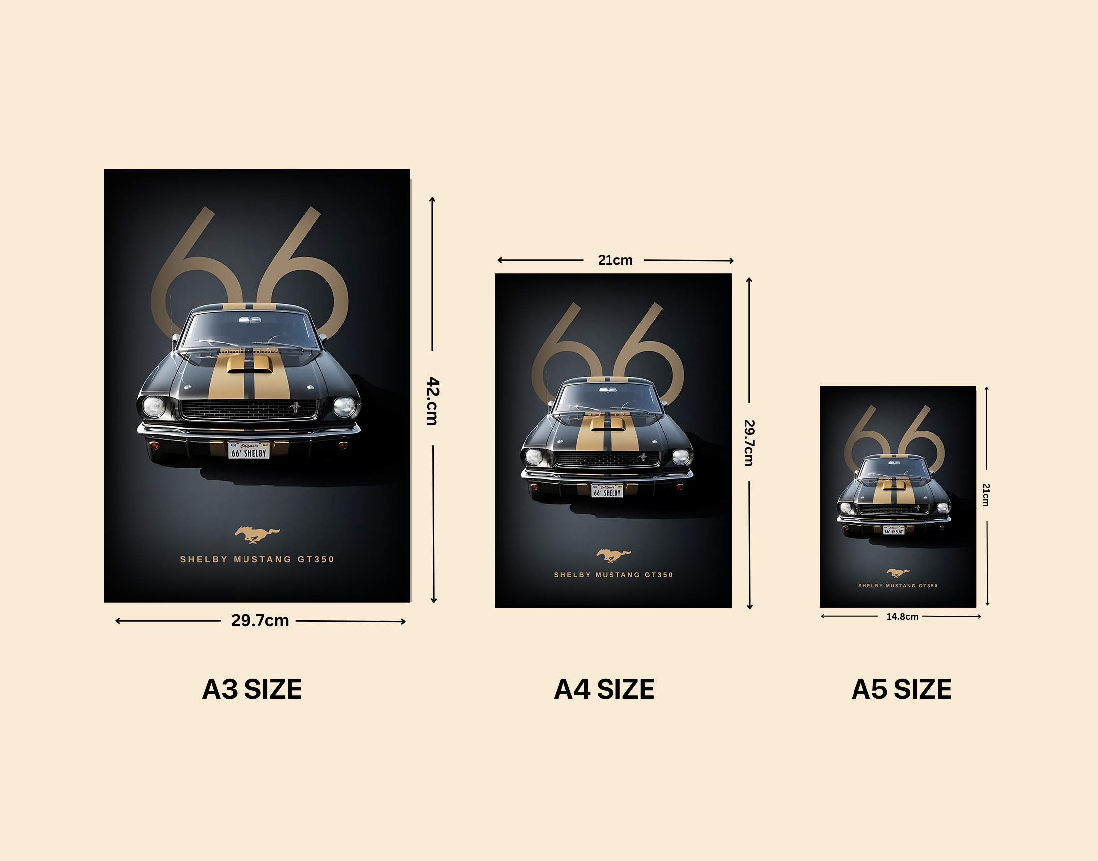 "SHELBY MUSTANG GT350"- Shiny & Sturdy Metallic Poster  Art That Pops & Sticks